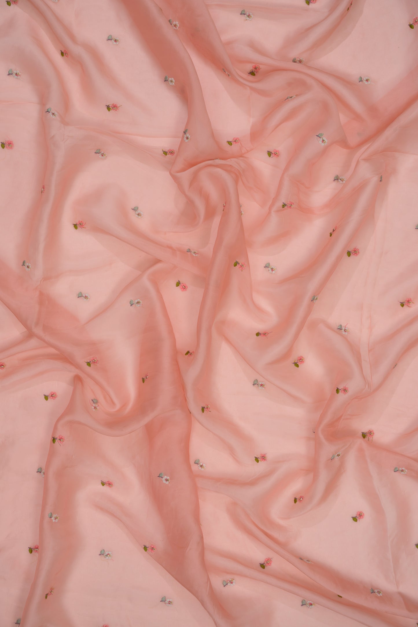 Soft Peach Embroidery Italian Crepe Saree