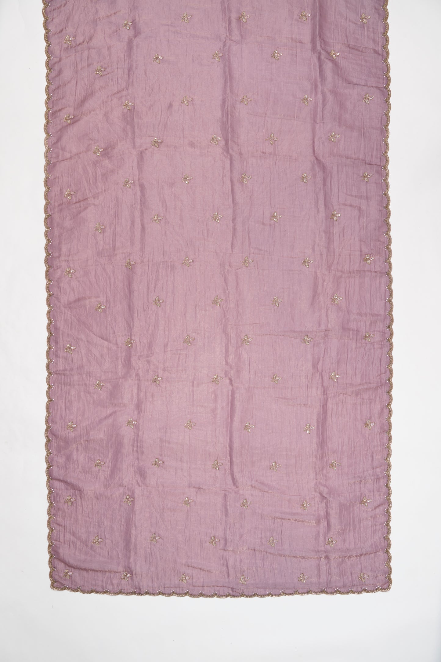 Smyrna Purple Embroidered Crush Tissue Saree