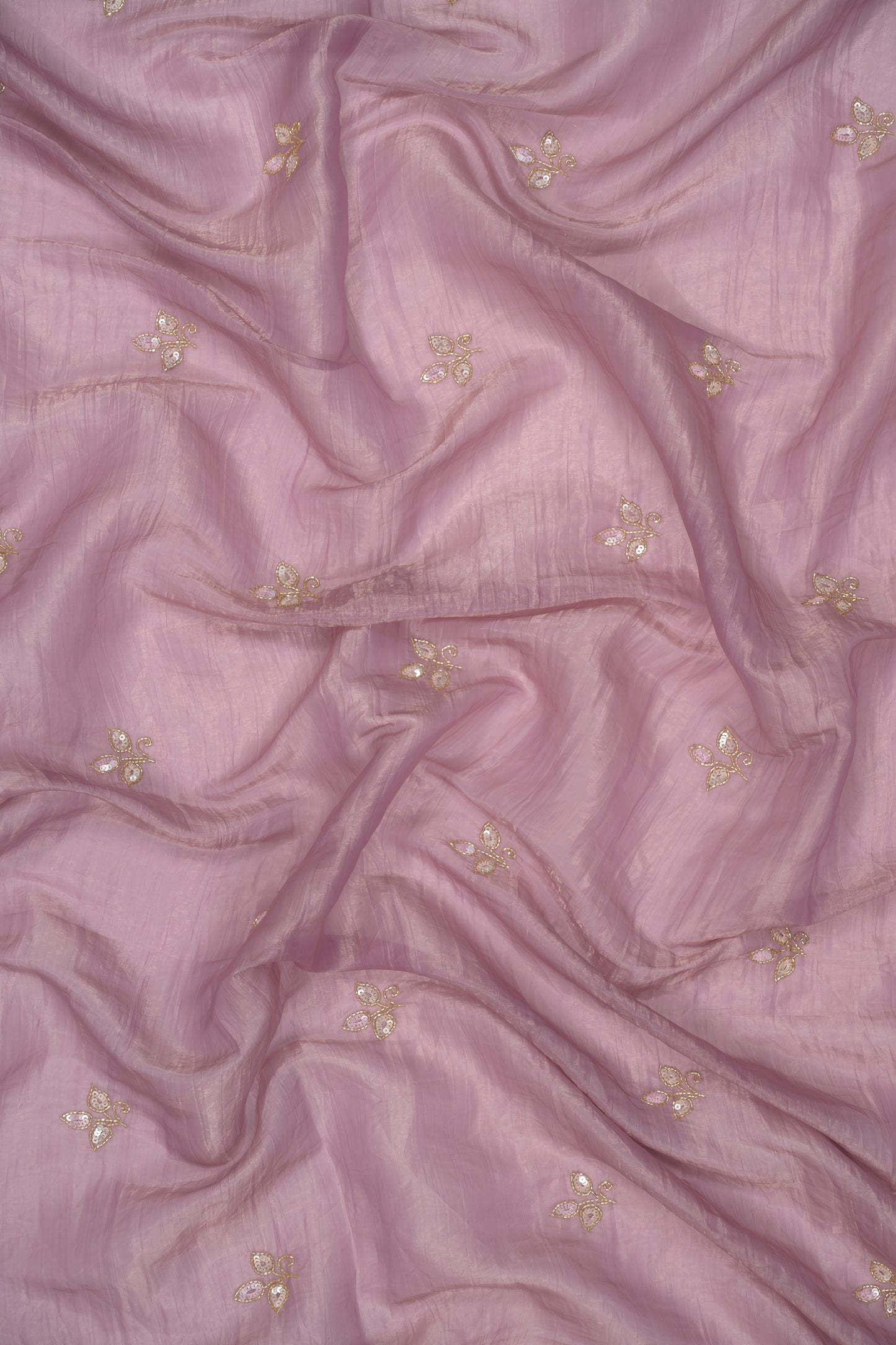 Smyrna Purple Embroidered Crush Tissue Saree