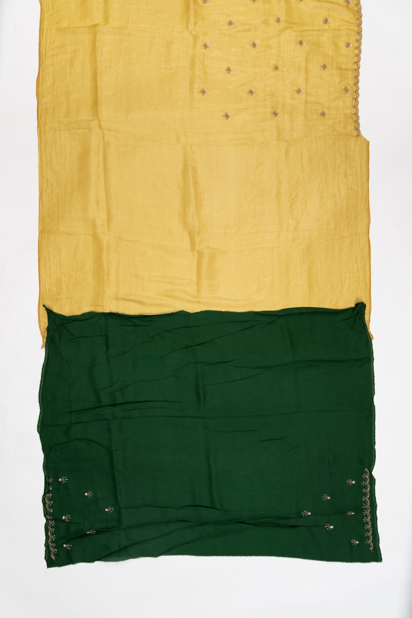 Sunshine Yellow Embroidered Crush Tissue Saree