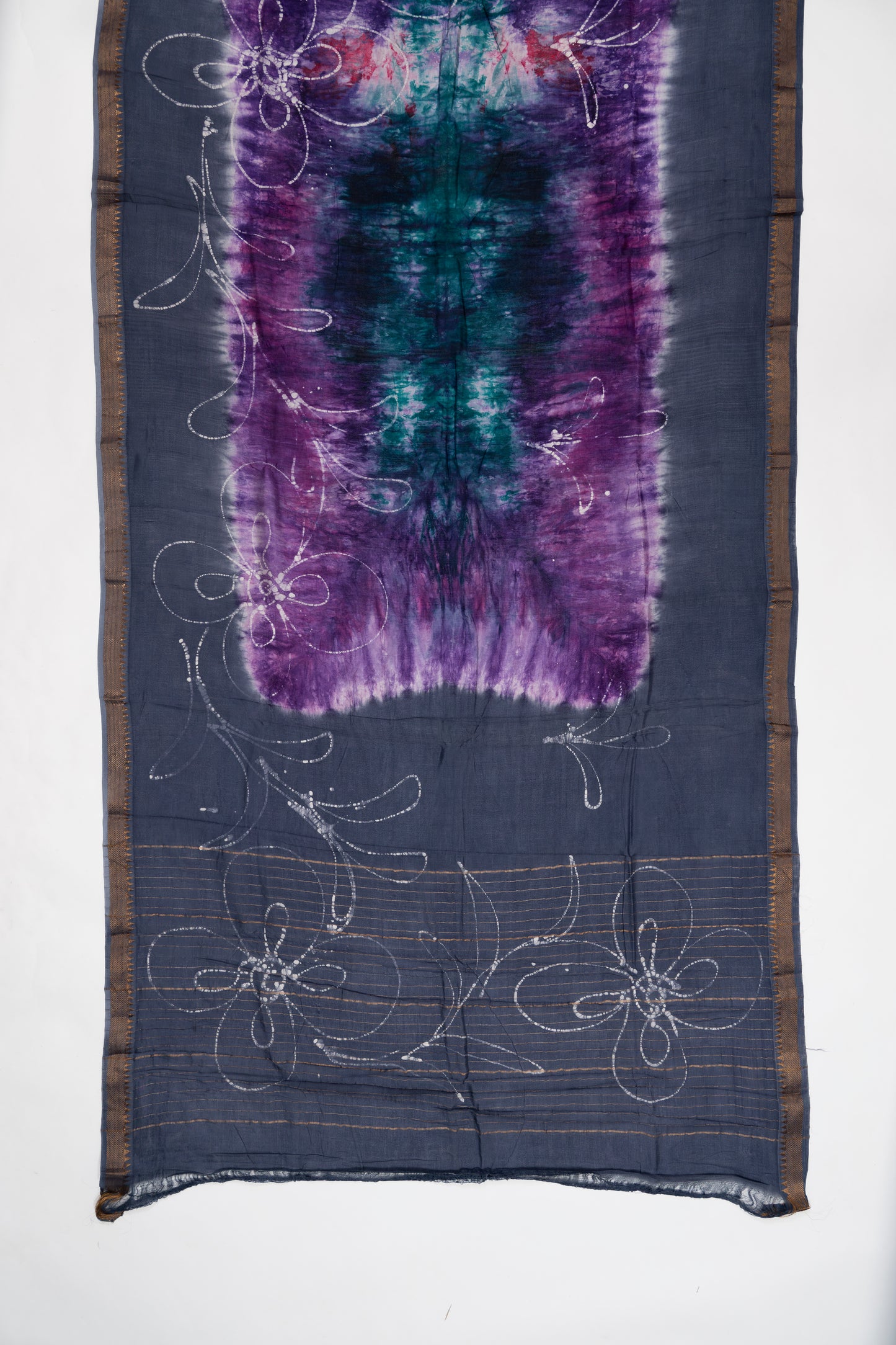 Lavender And Grey Mangalagiri Seiko Cotton Saree