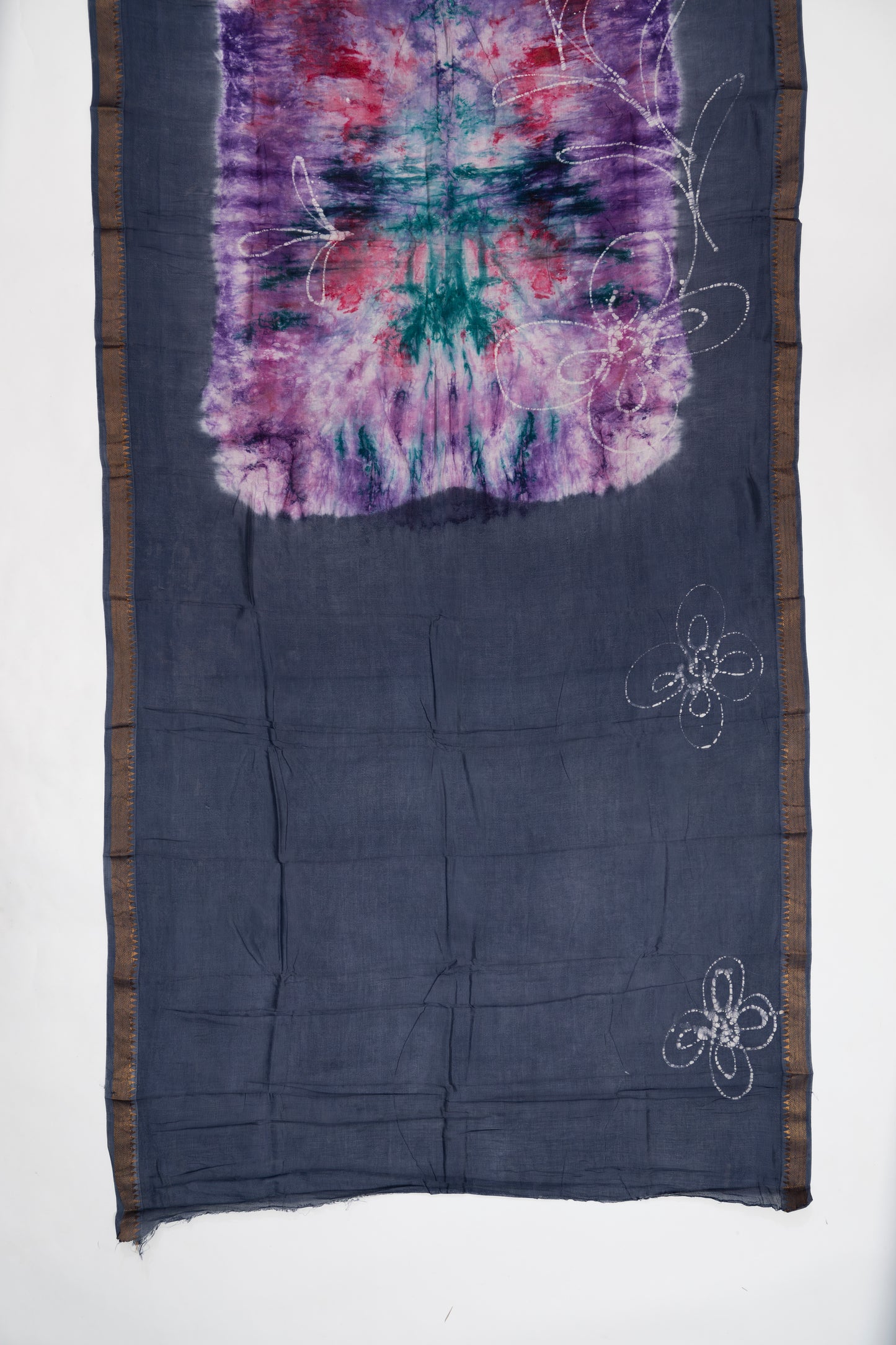 Lavender And Grey Mangalagiri Seiko Cotton Saree