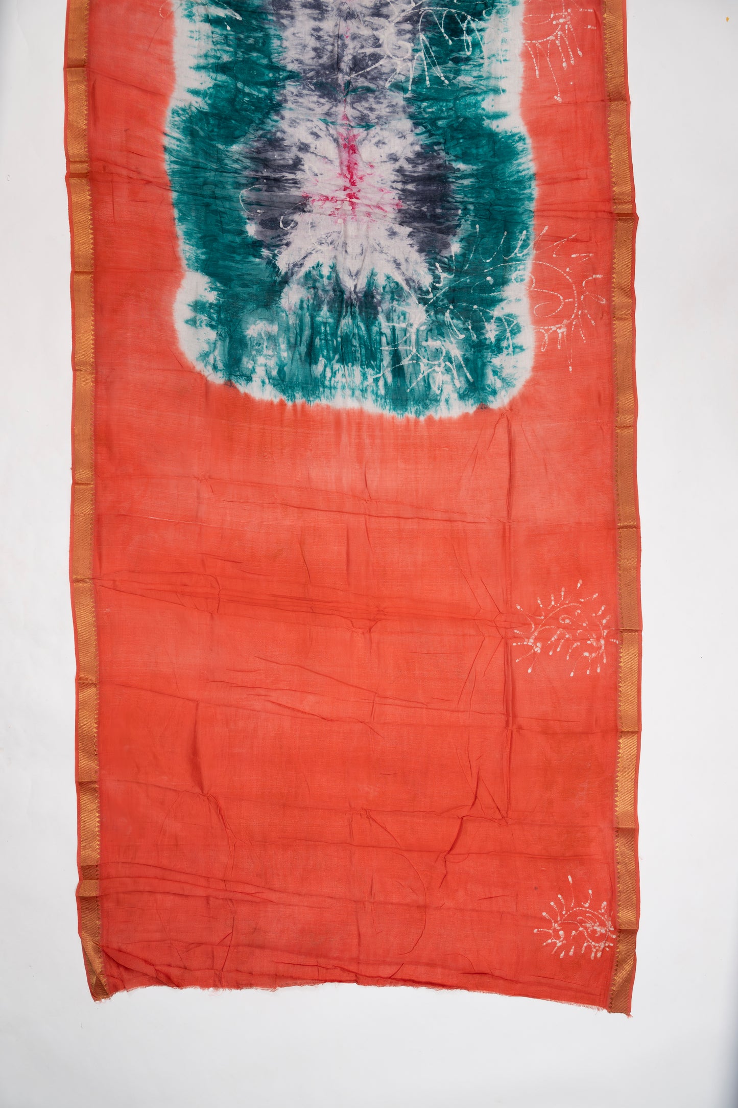 Green And Orange Mangalagiri Seiko Cotton Saree
