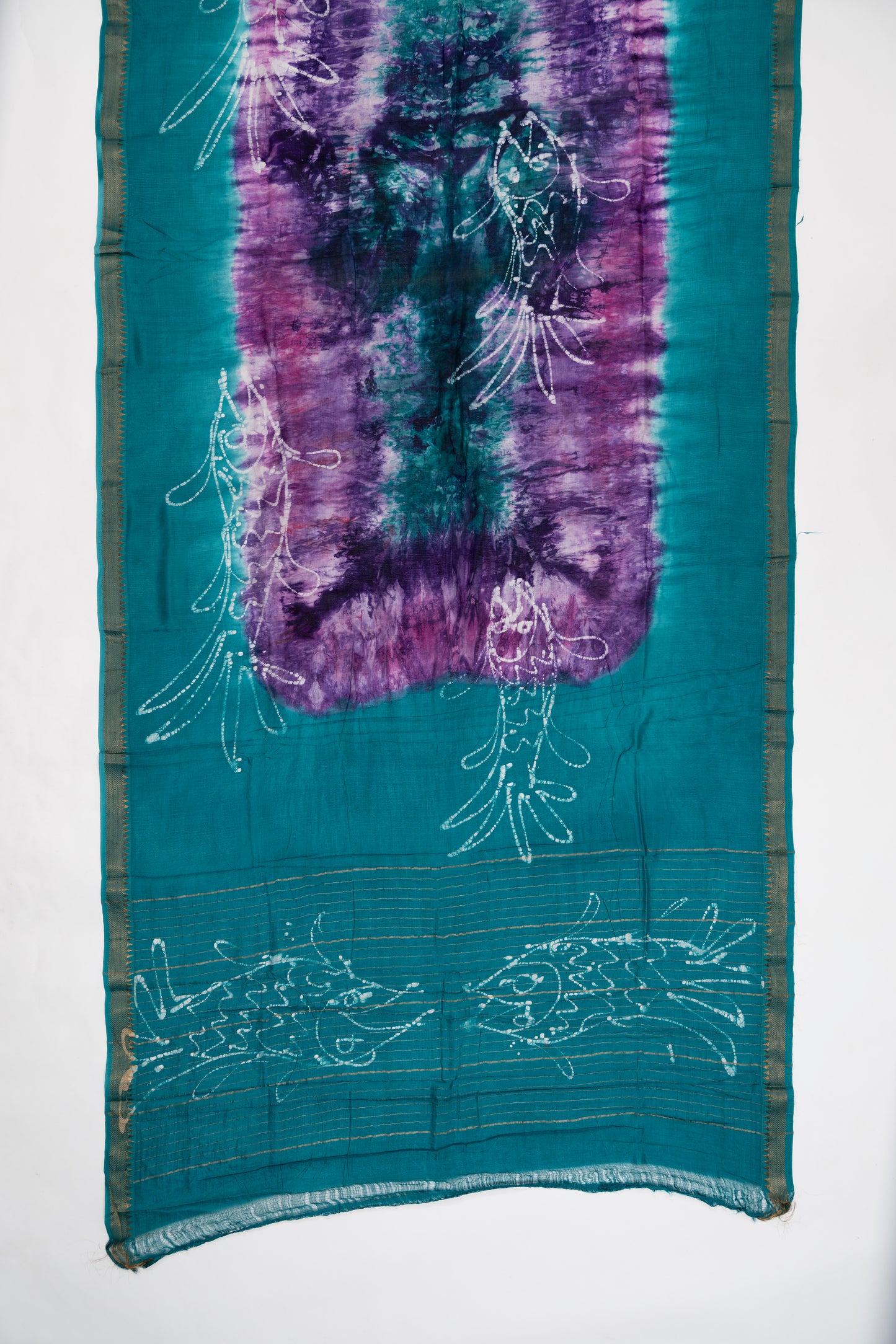 Purple And Blue Mangalagiri Seiko Cotton Saree