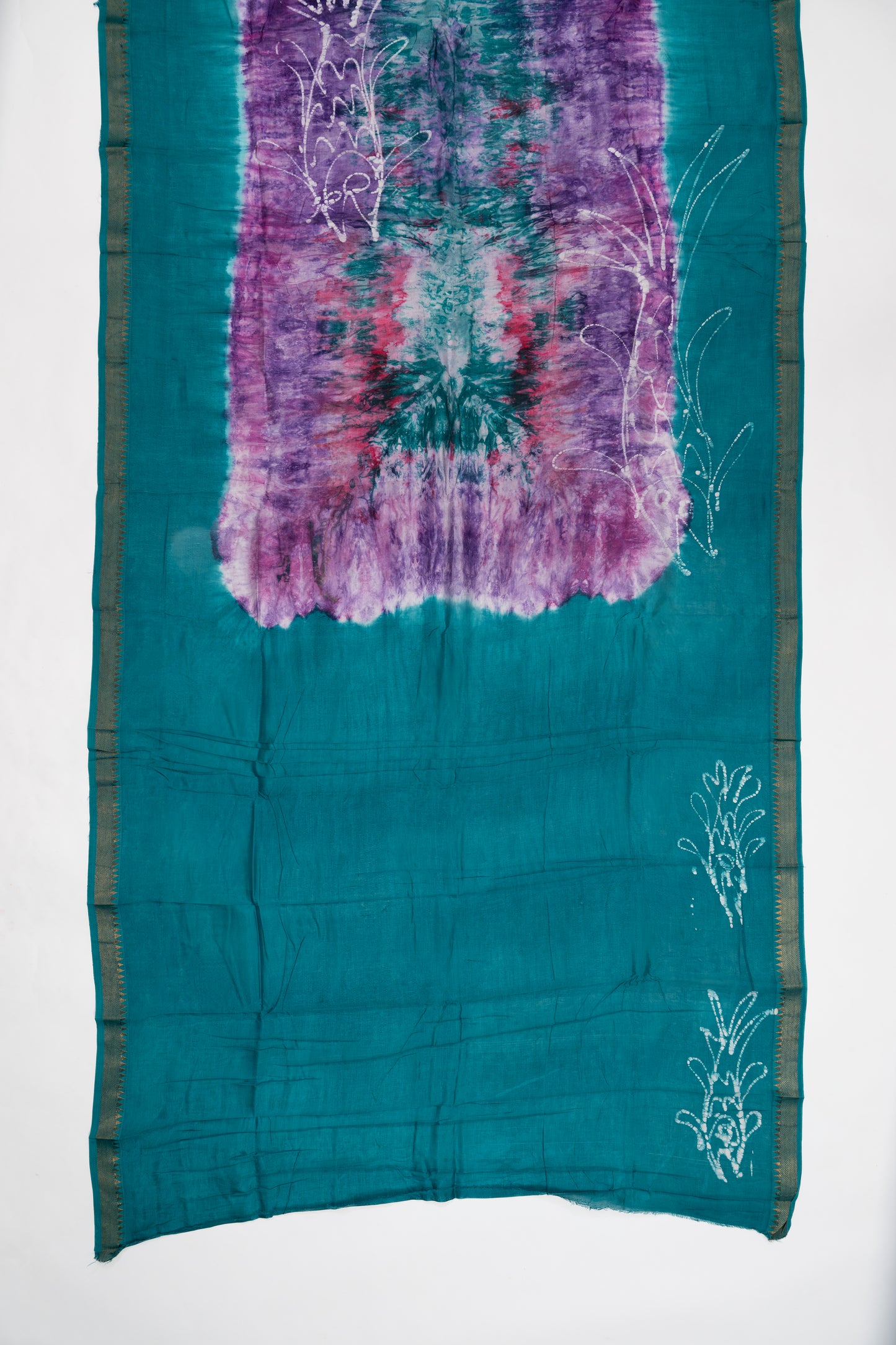 Purple And Blue Mangalagiri Seiko Cotton Saree