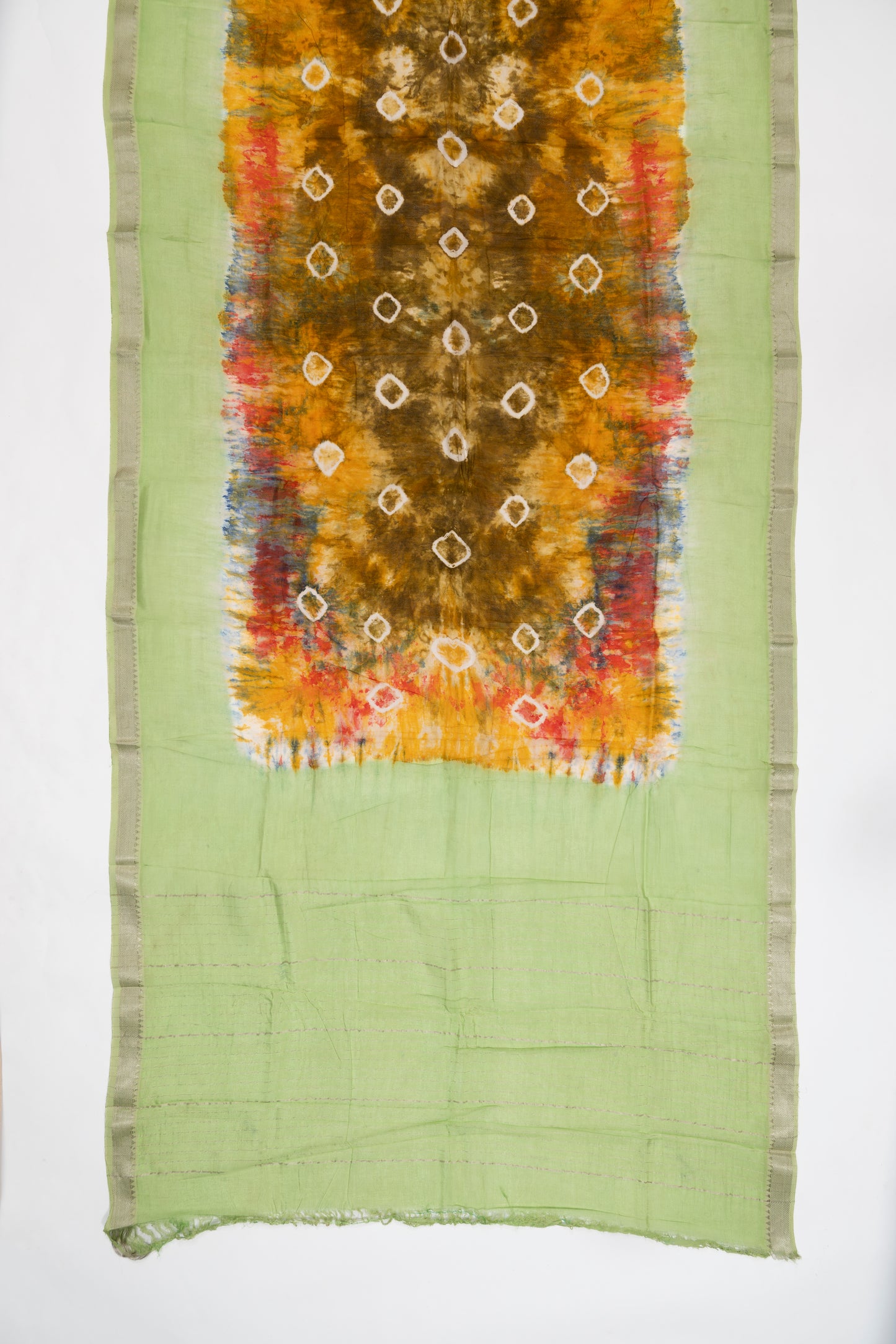 Yellow And Green Mangalagiri Seiko Cotton Saree