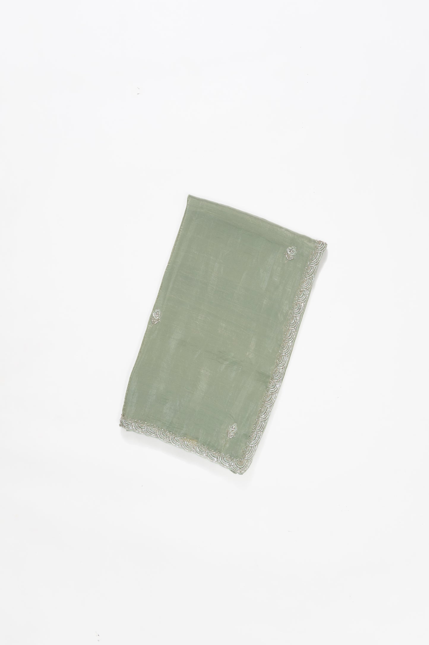 Refreshing Pistachio Green Glass Tissue Saree