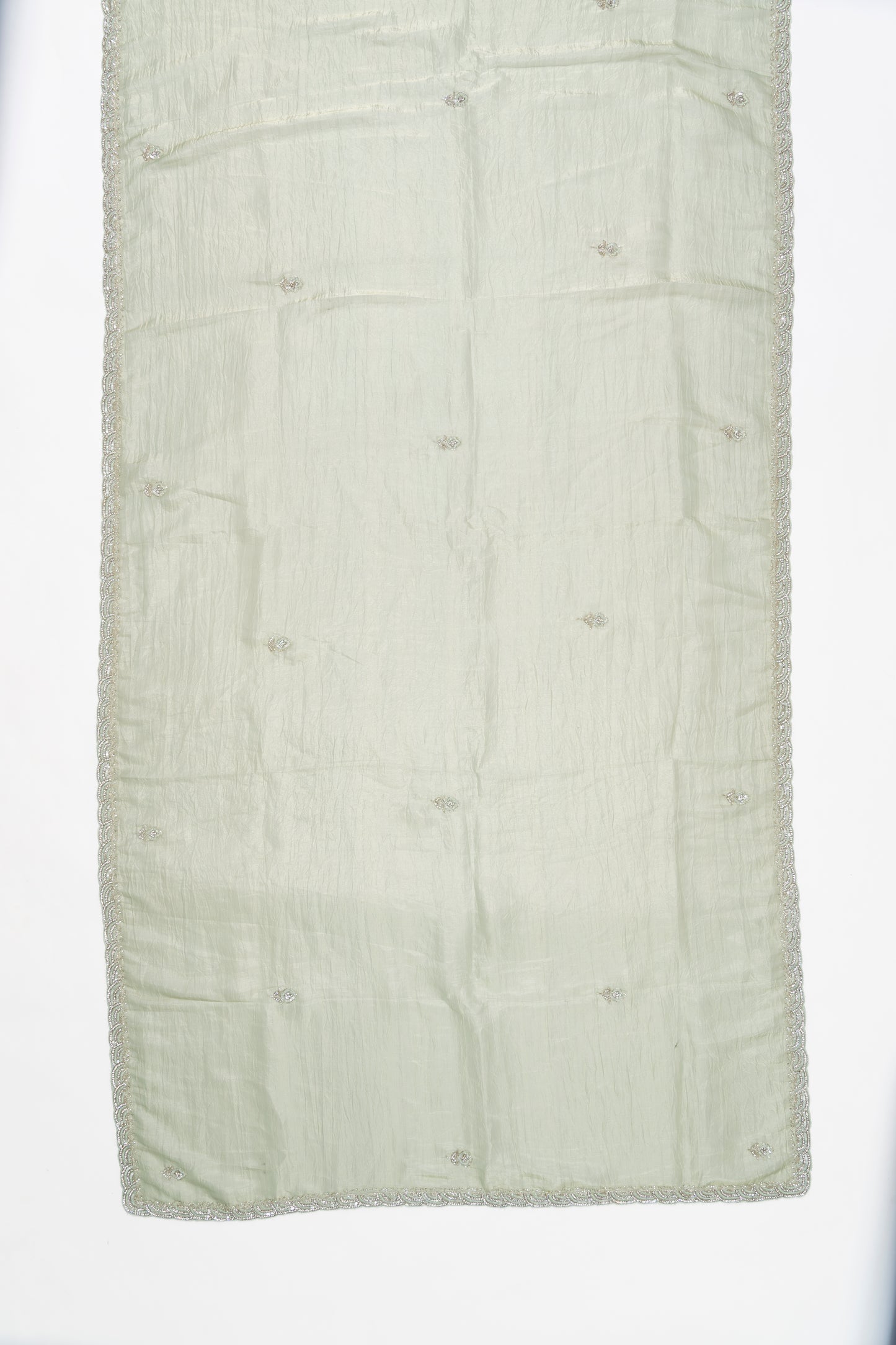 Refreshing Pistachio Green Glass Tissue Saree