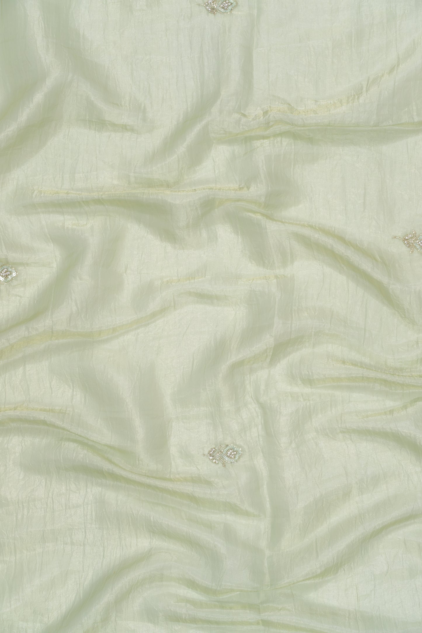 Refreshing Pistachio Green Glass Tissue Saree