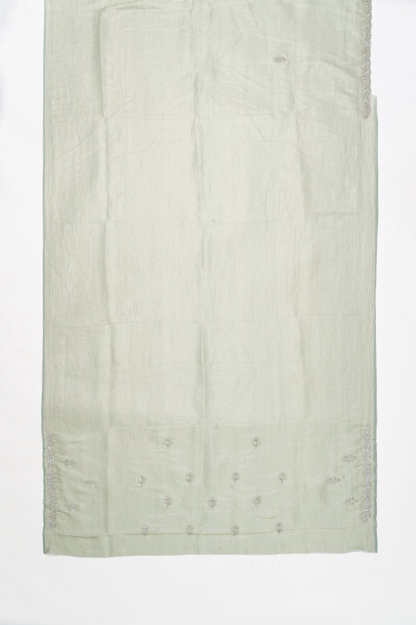 Refreshing Pistachio Green Glass Tissue Saree