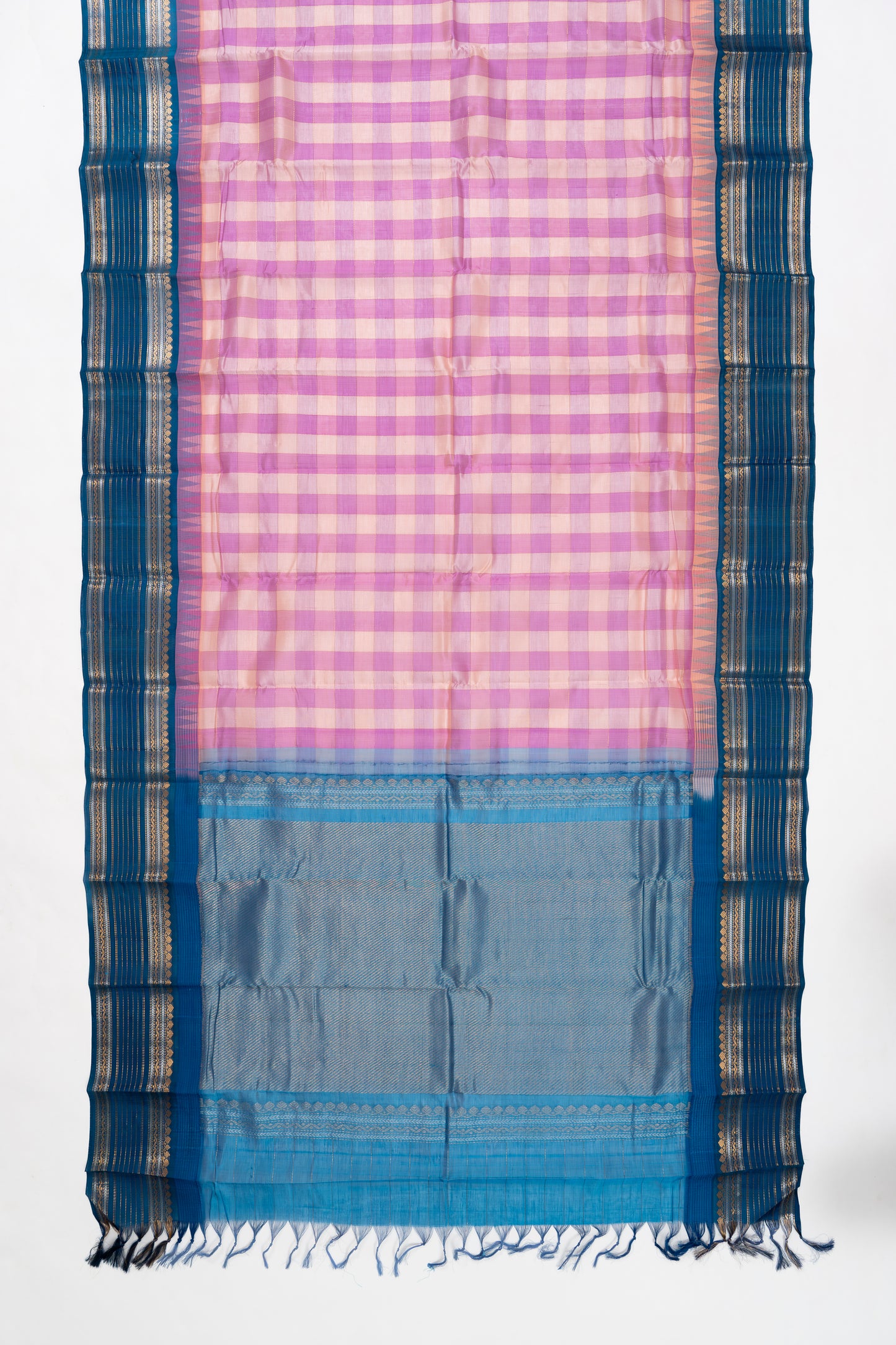 Pink Checks Mangalagiri Pattu Saree
