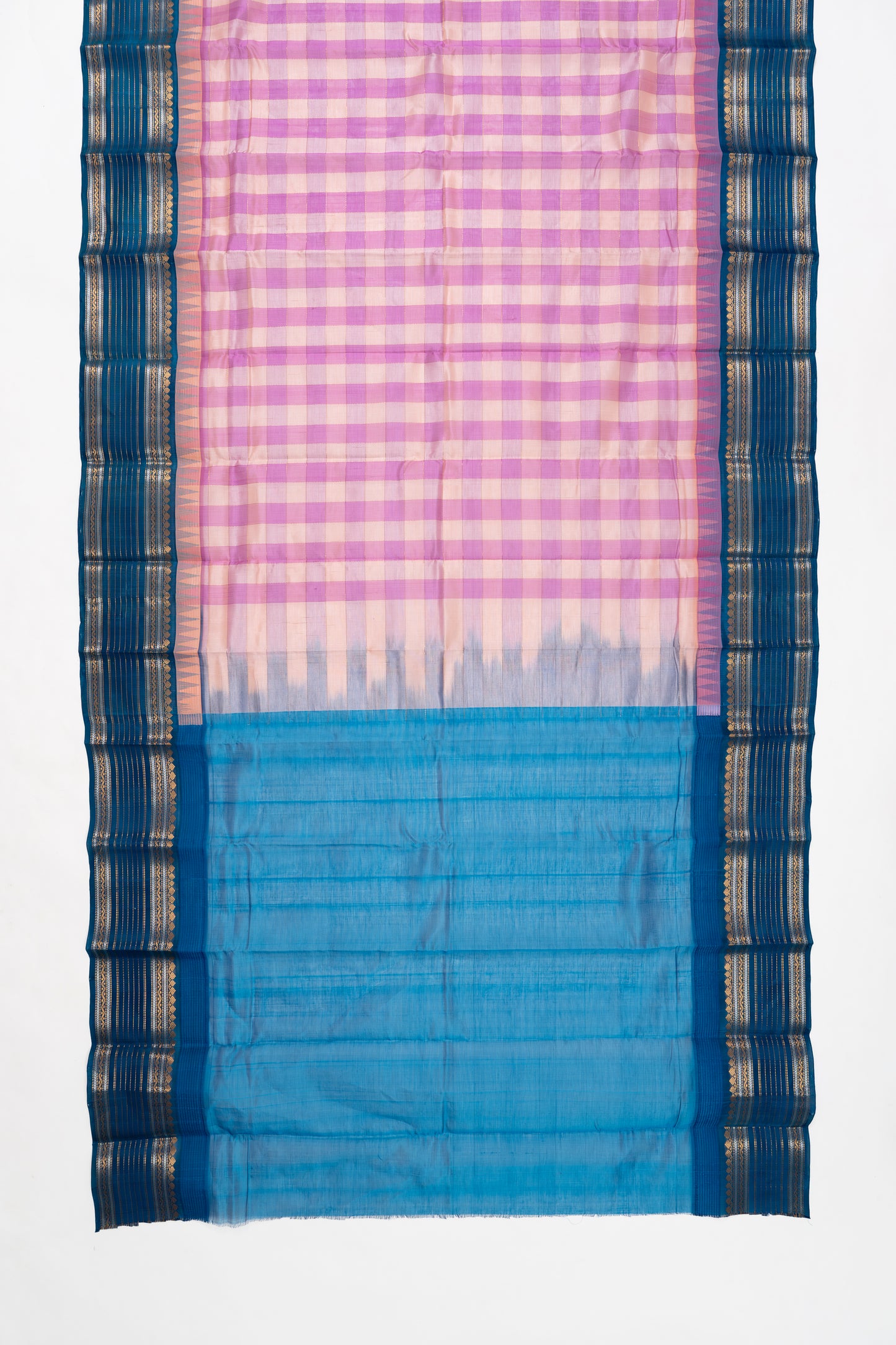 Pink Checks Mangalagiri Pattu Saree