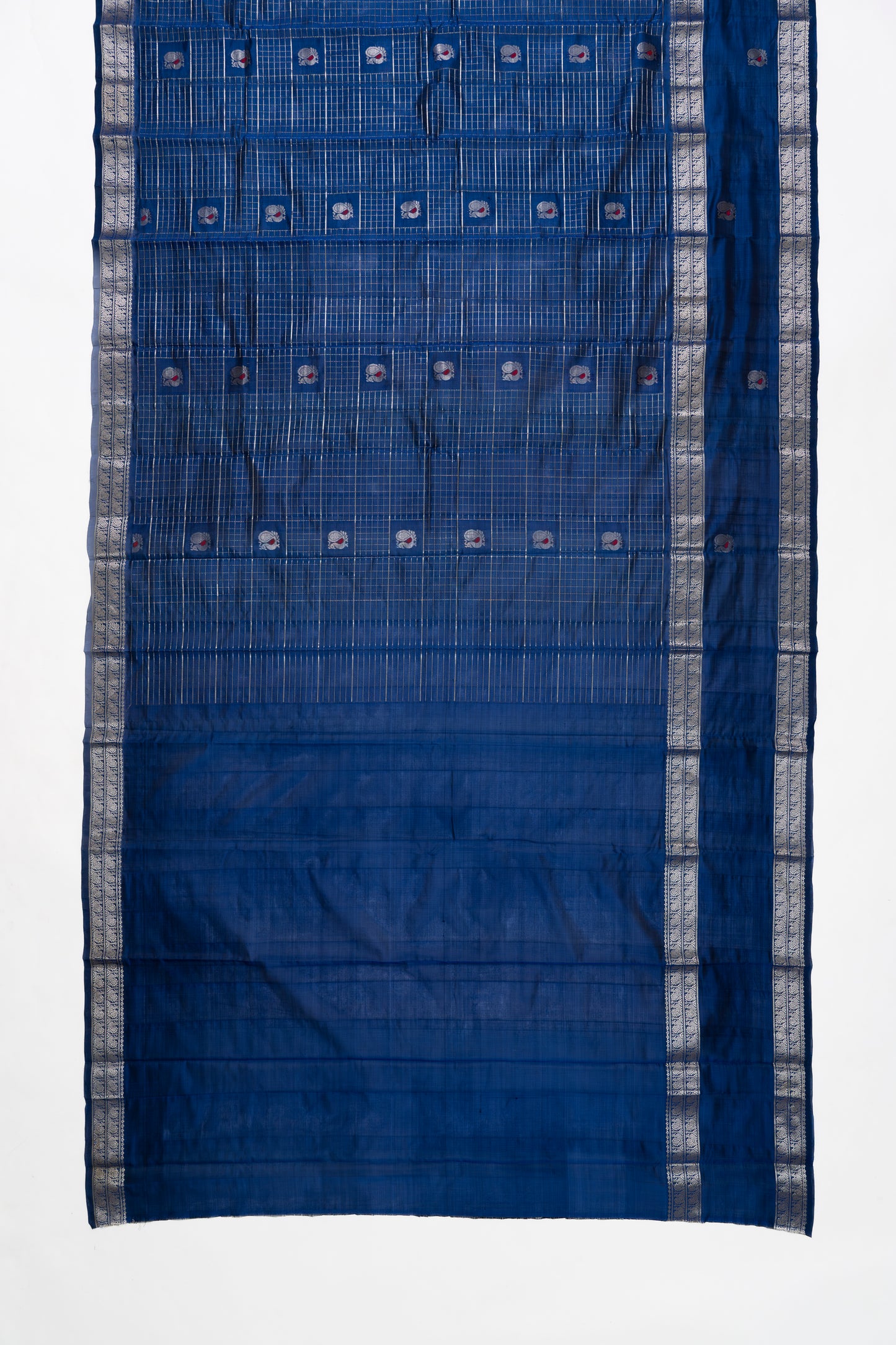 Navy Blue Self Mangalagiri Pattu Saree