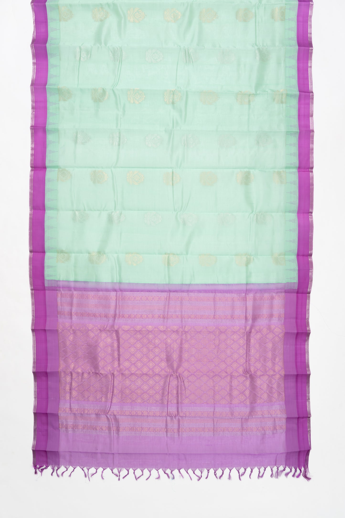 Sea Green & Pink Mangalagiri Pattu Saree
