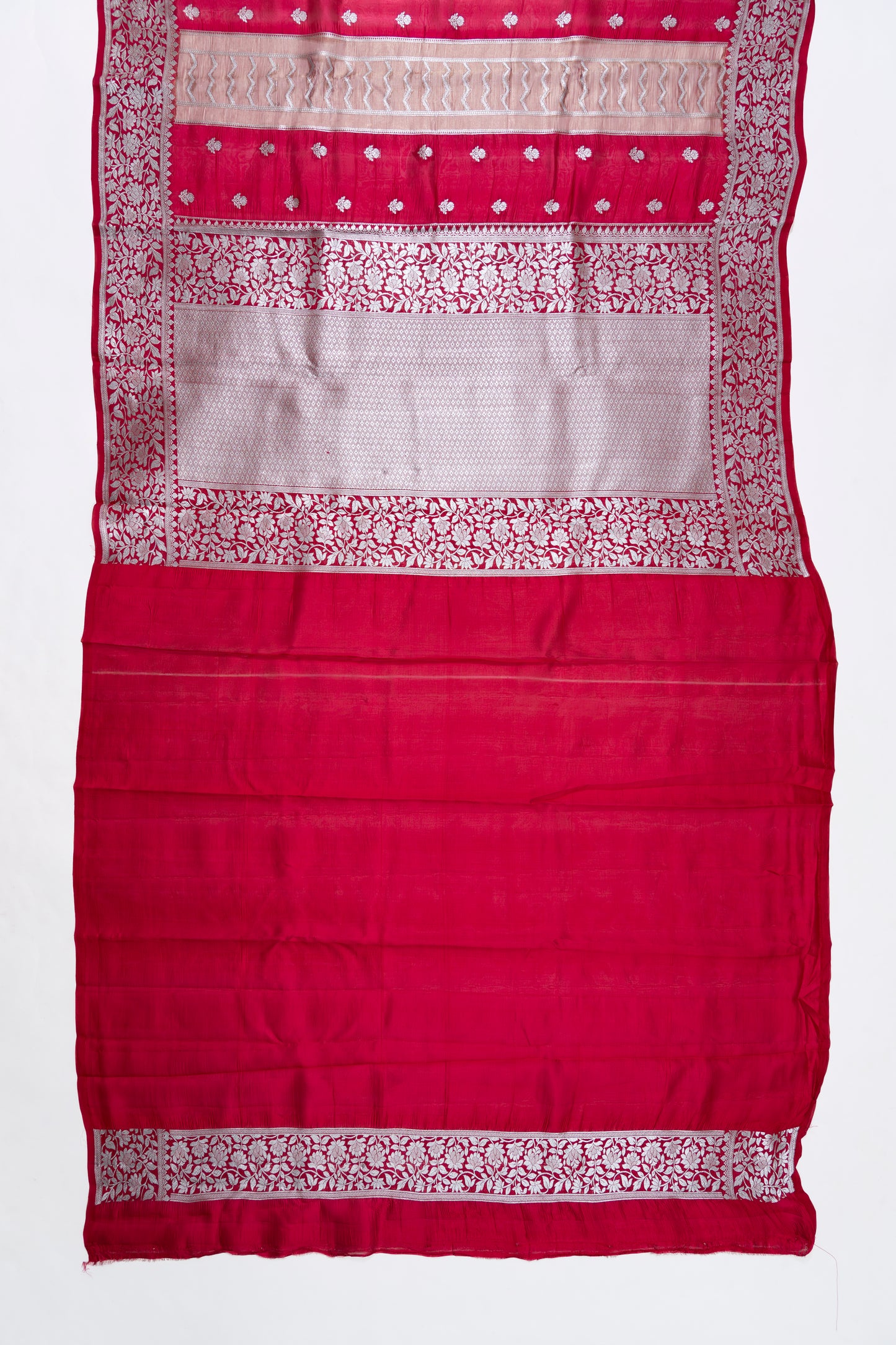 Bright Red Stripes Raw Mango Saree