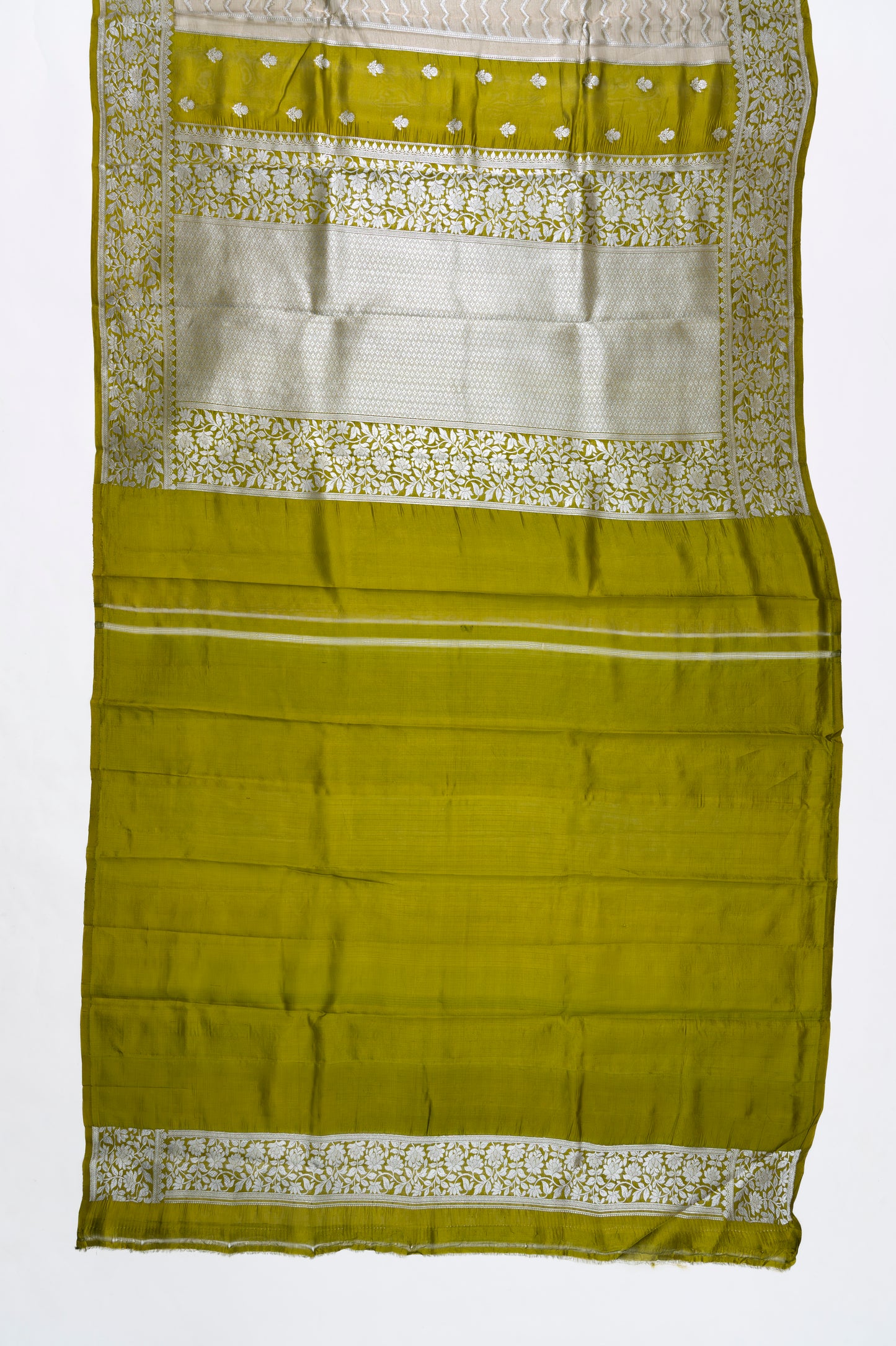 Pear Green Lines Raw Mango Saree