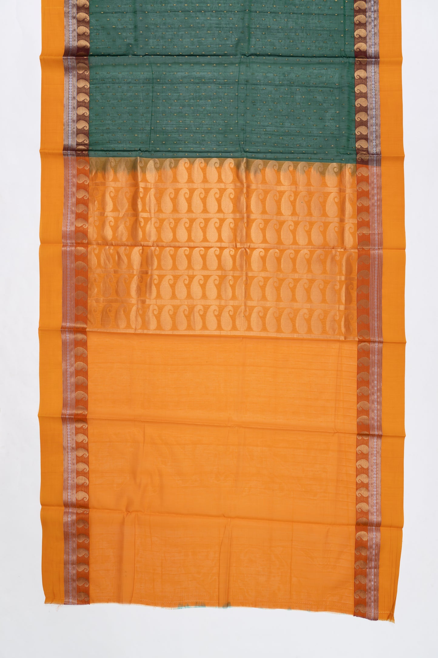 Bottle Green & Yellow Checks Arani Pattu Silk Saree