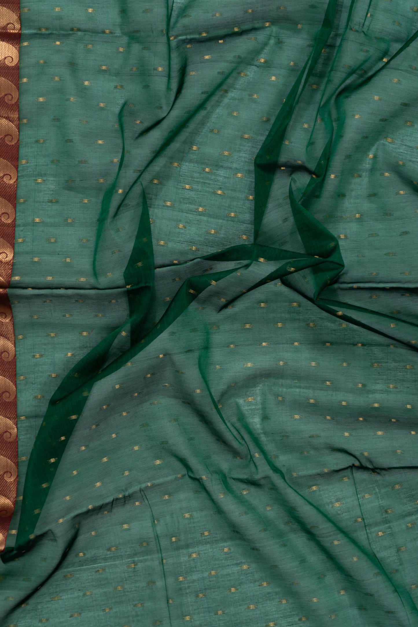 Bottle Green & Yellow Checks Arani Pattu Silk Saree