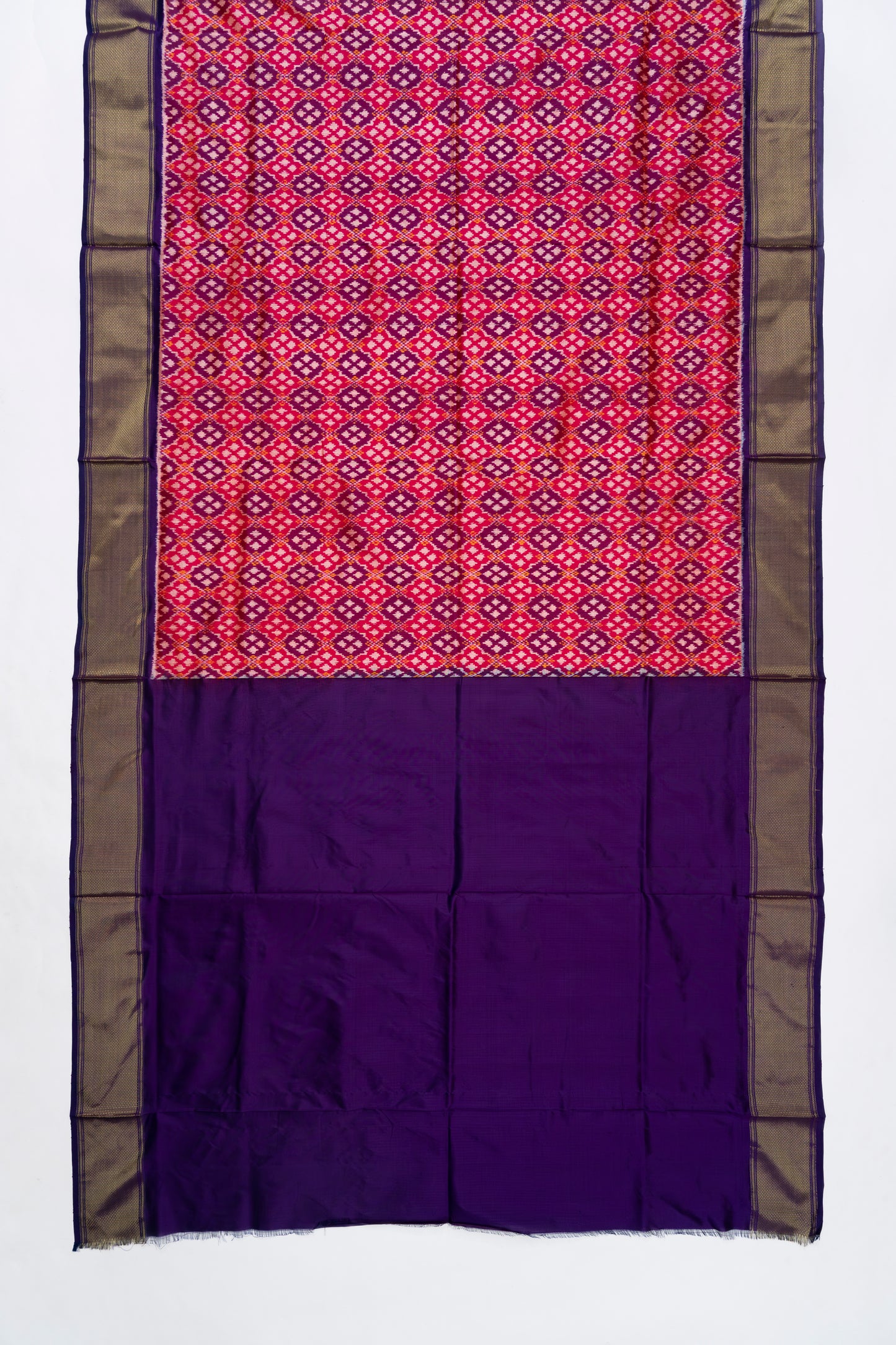 Pink Purple Pochampally Silk Saree