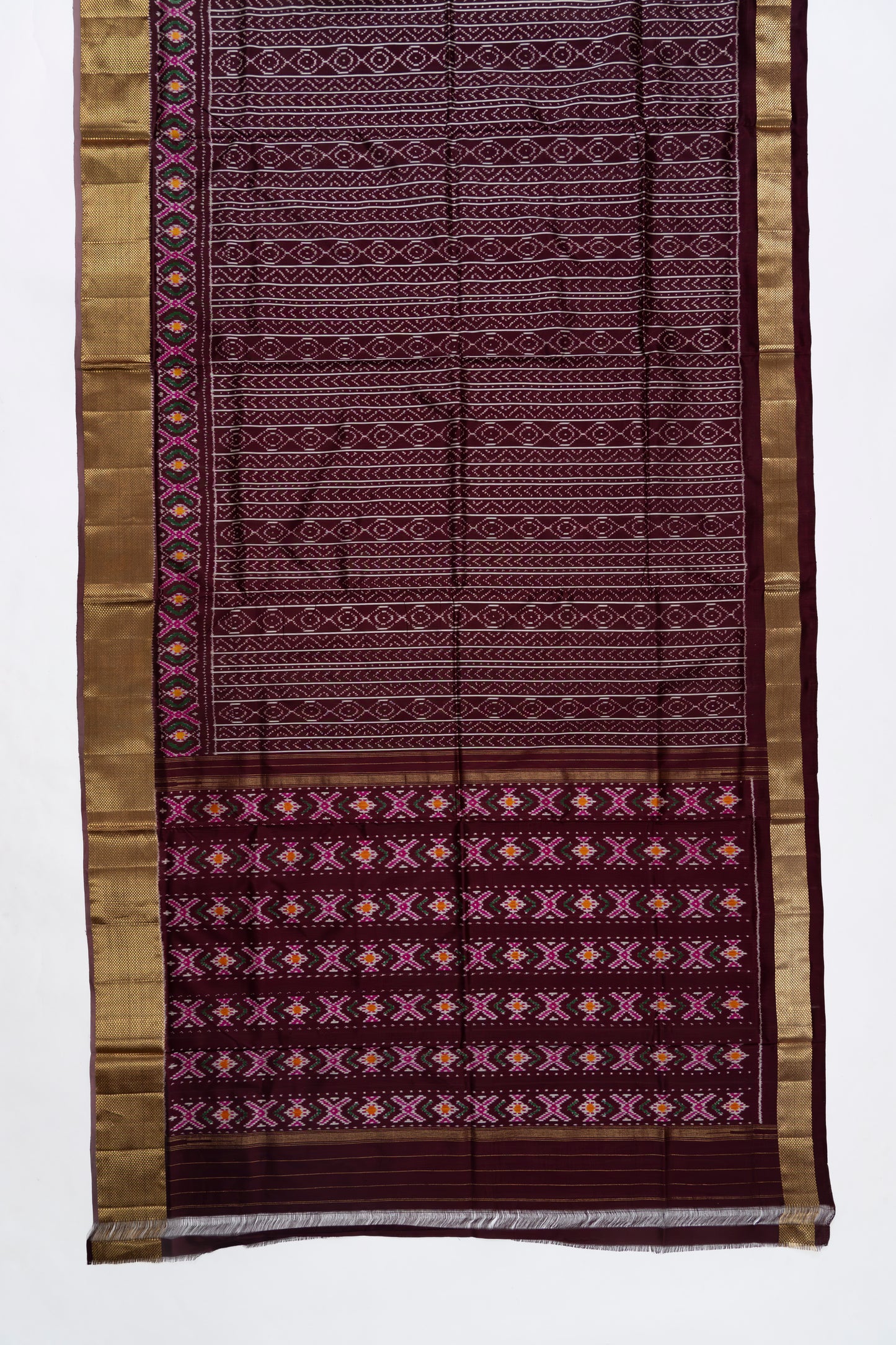 Brown Stripes Pochampally Silk Saree