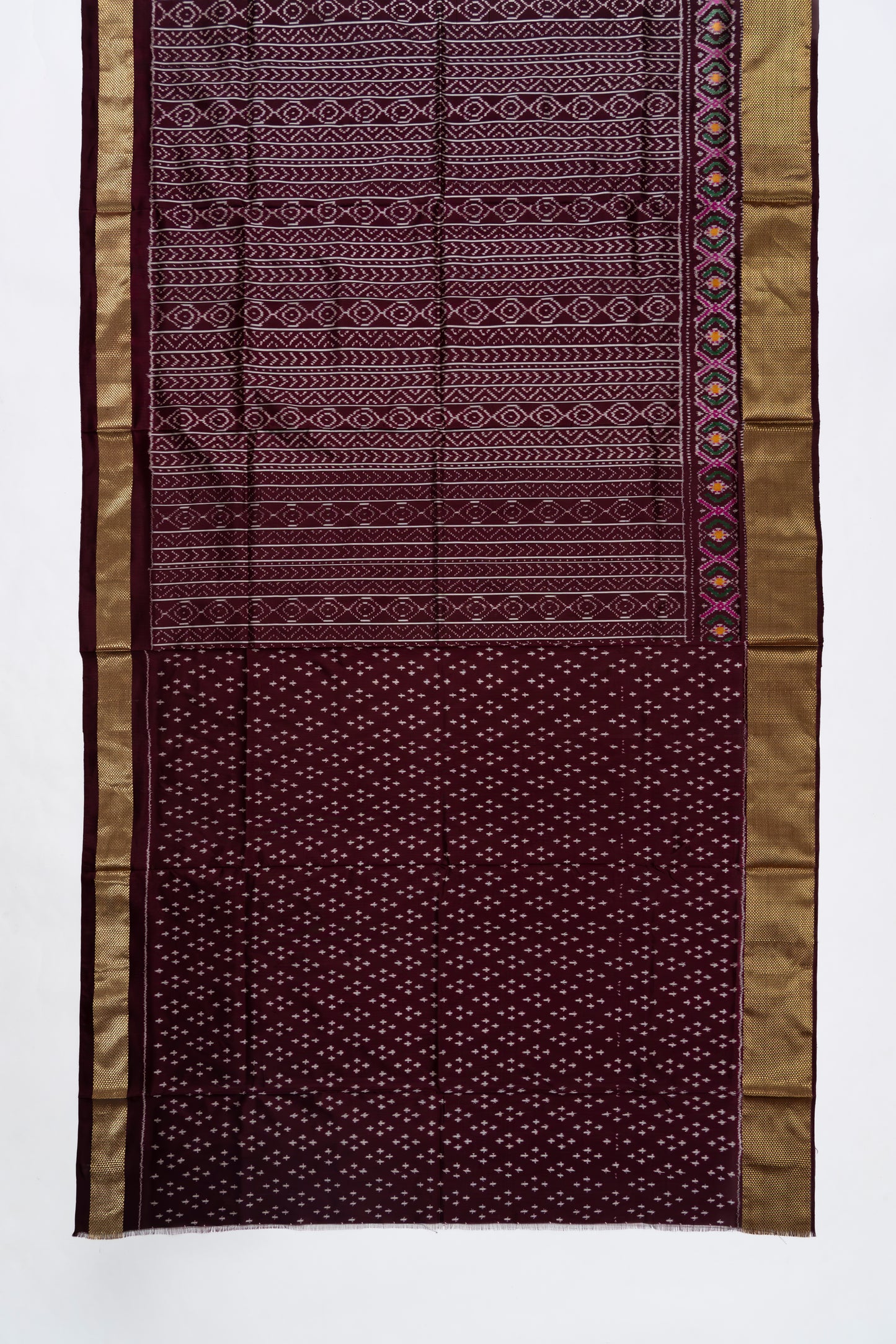 Brown Stripes Pochampally Silk Saree