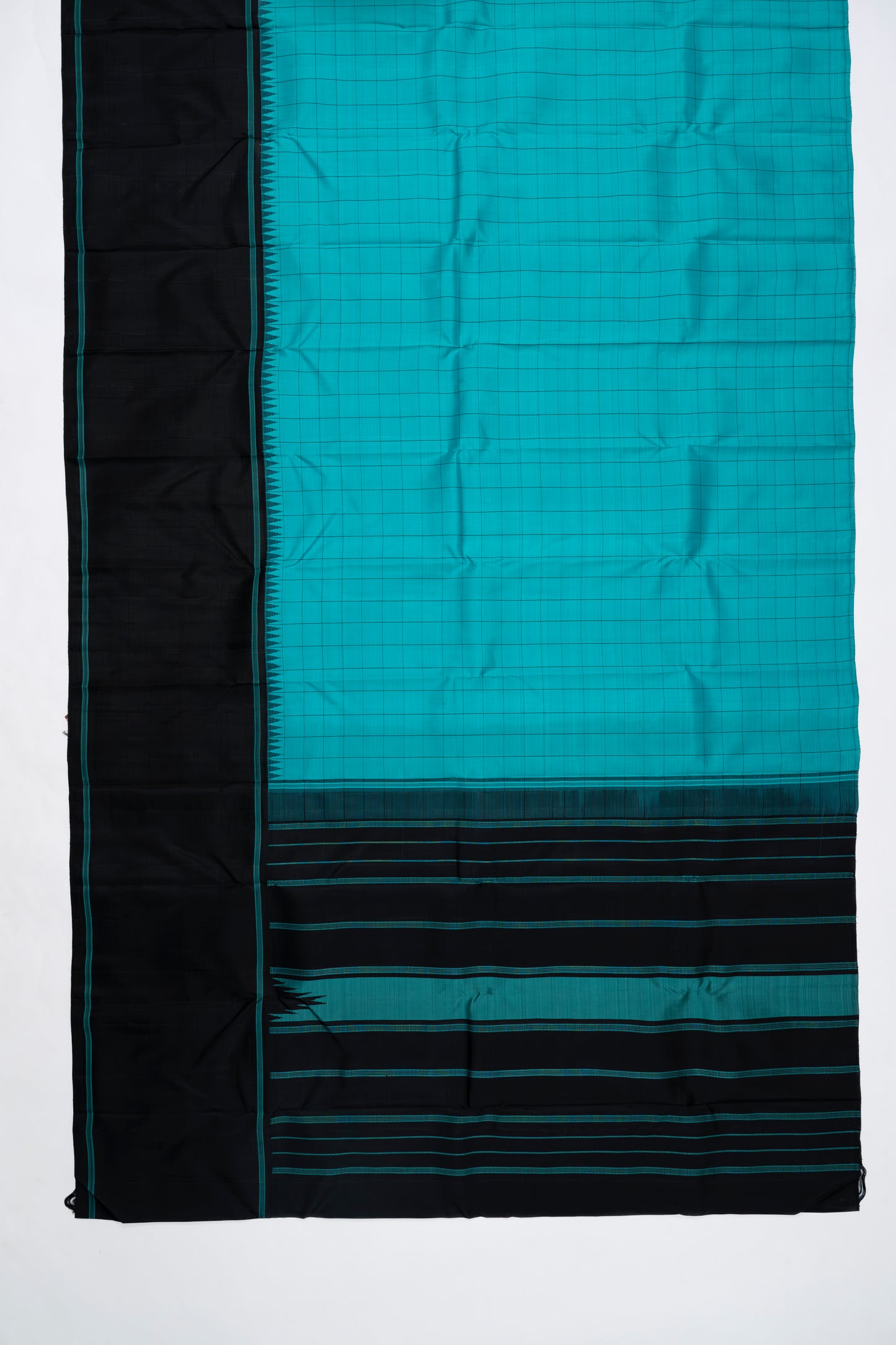 Deep Turquoise Arani Pattu Silk Saree