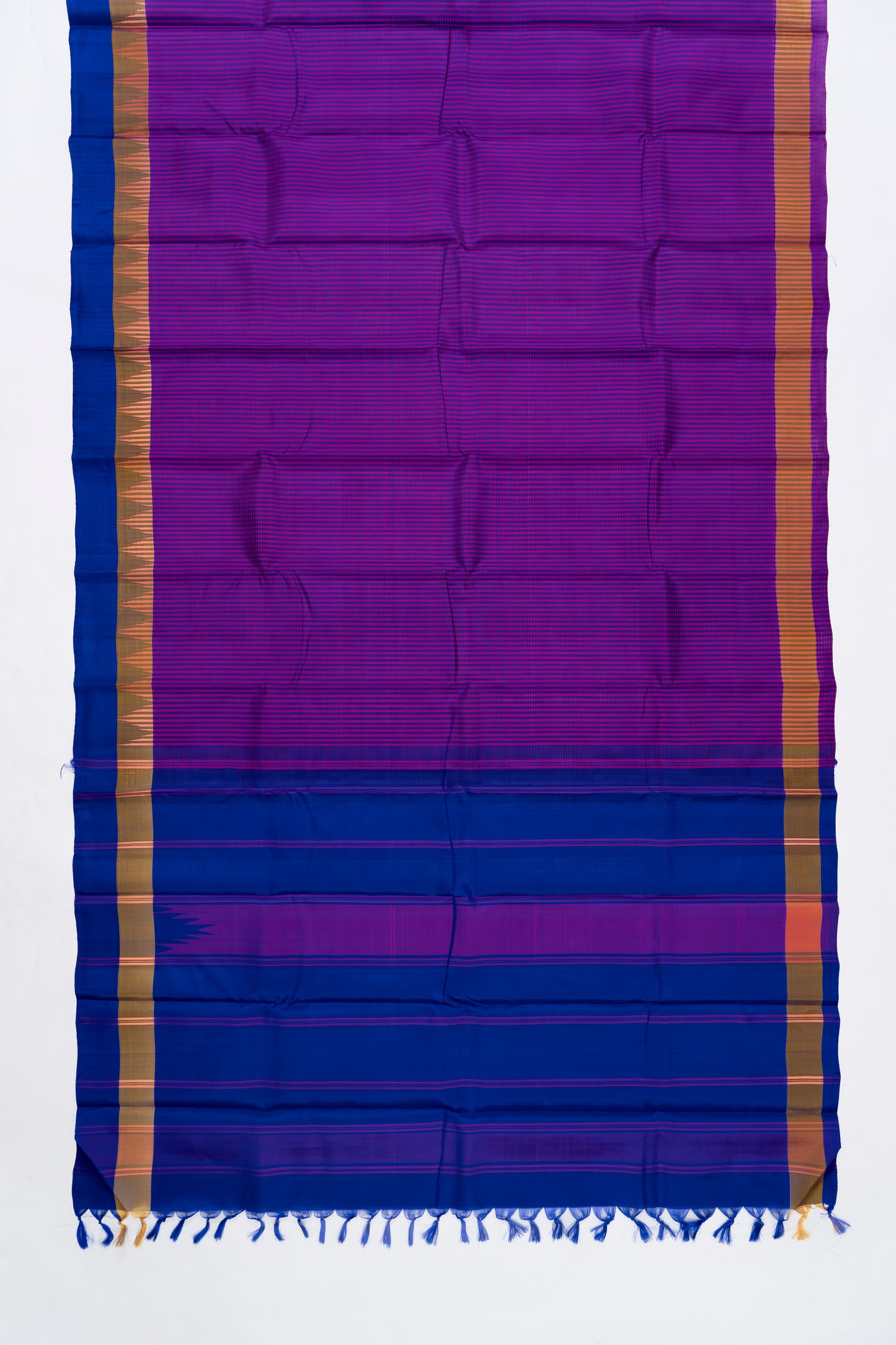 Pink And Blue Checks Arani Pattu Silk Saree