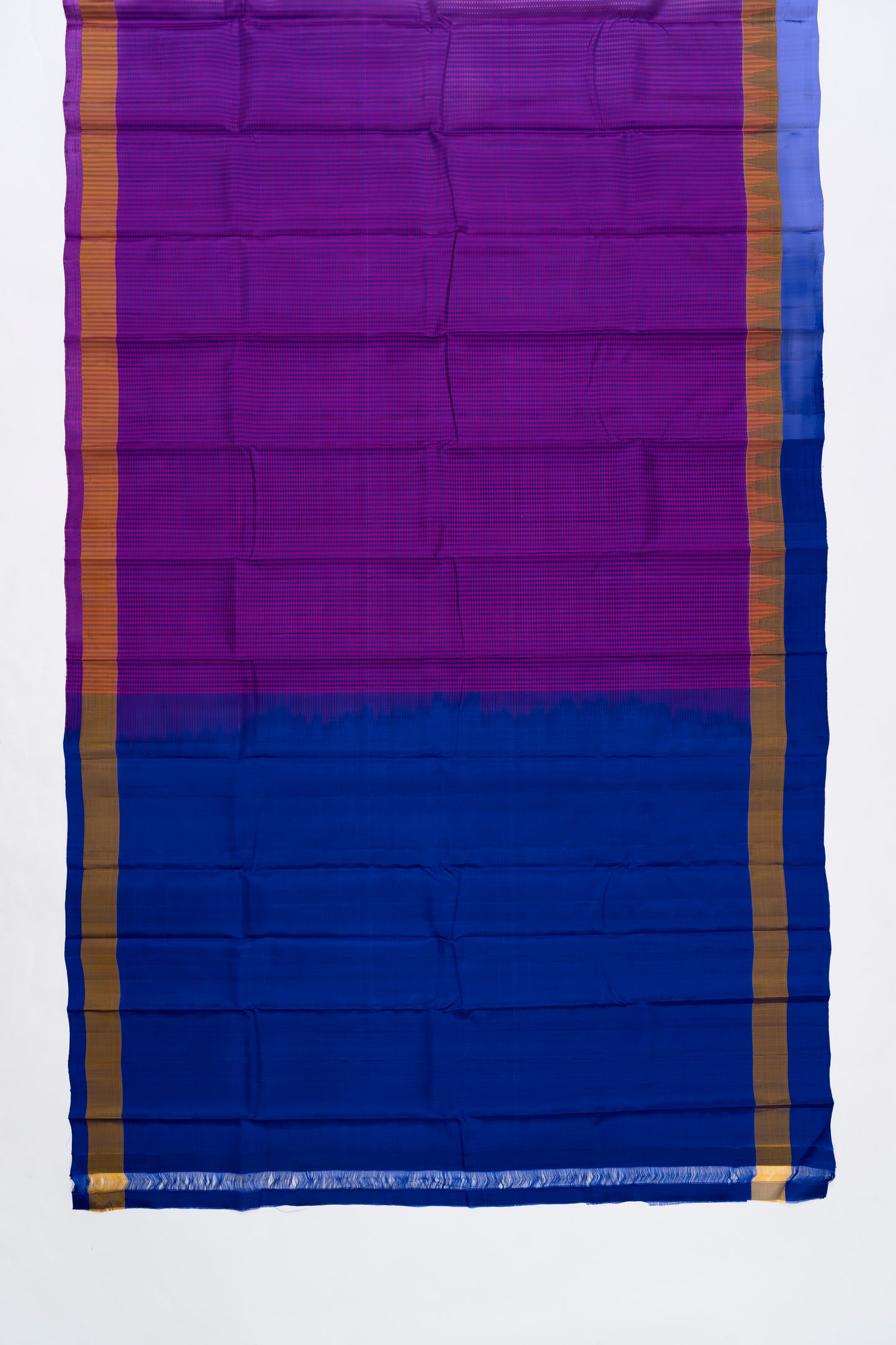 Pink And Blue Checks Arani Pattu Silk Saree