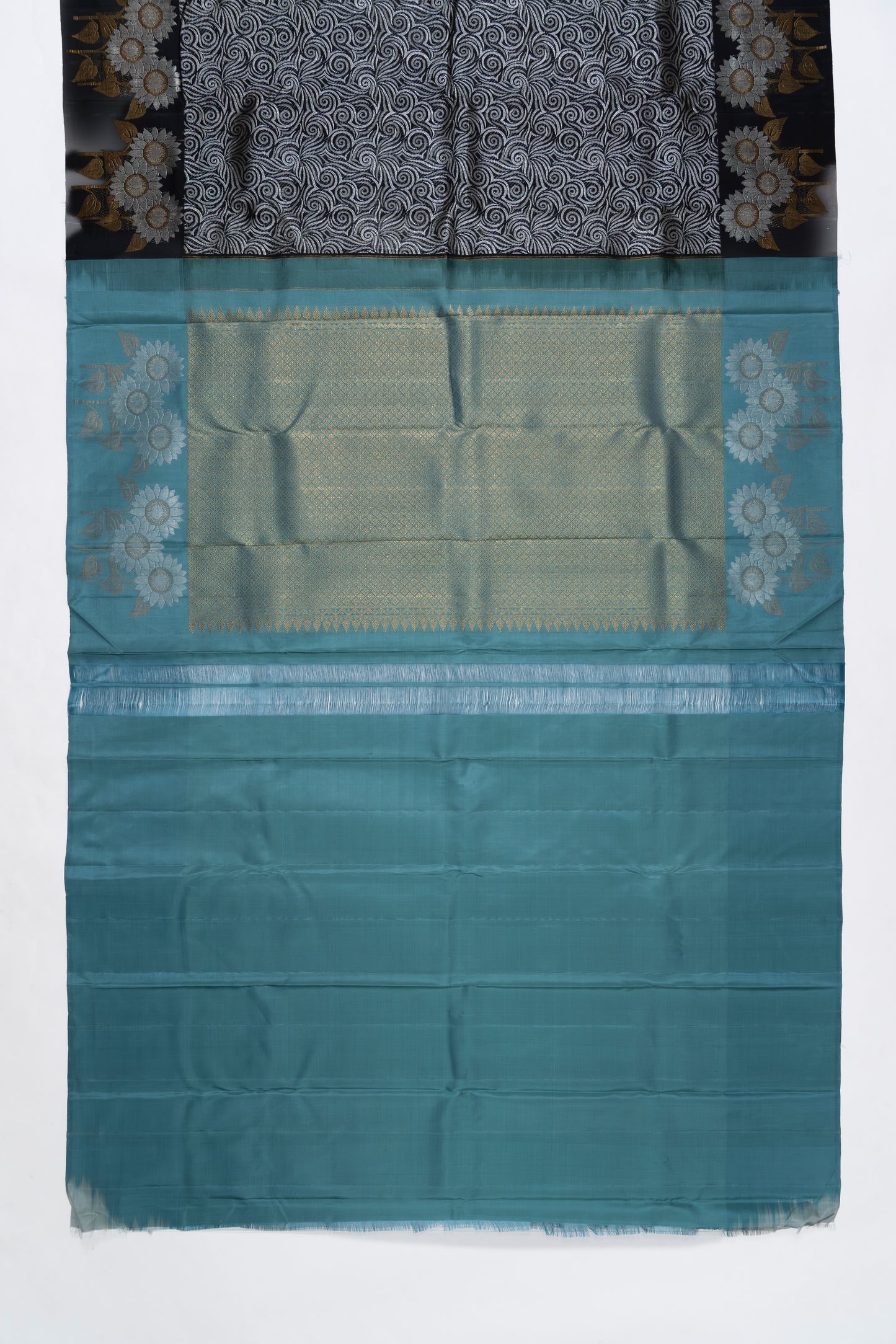 Black & Blue Kanchi Pattu Saree