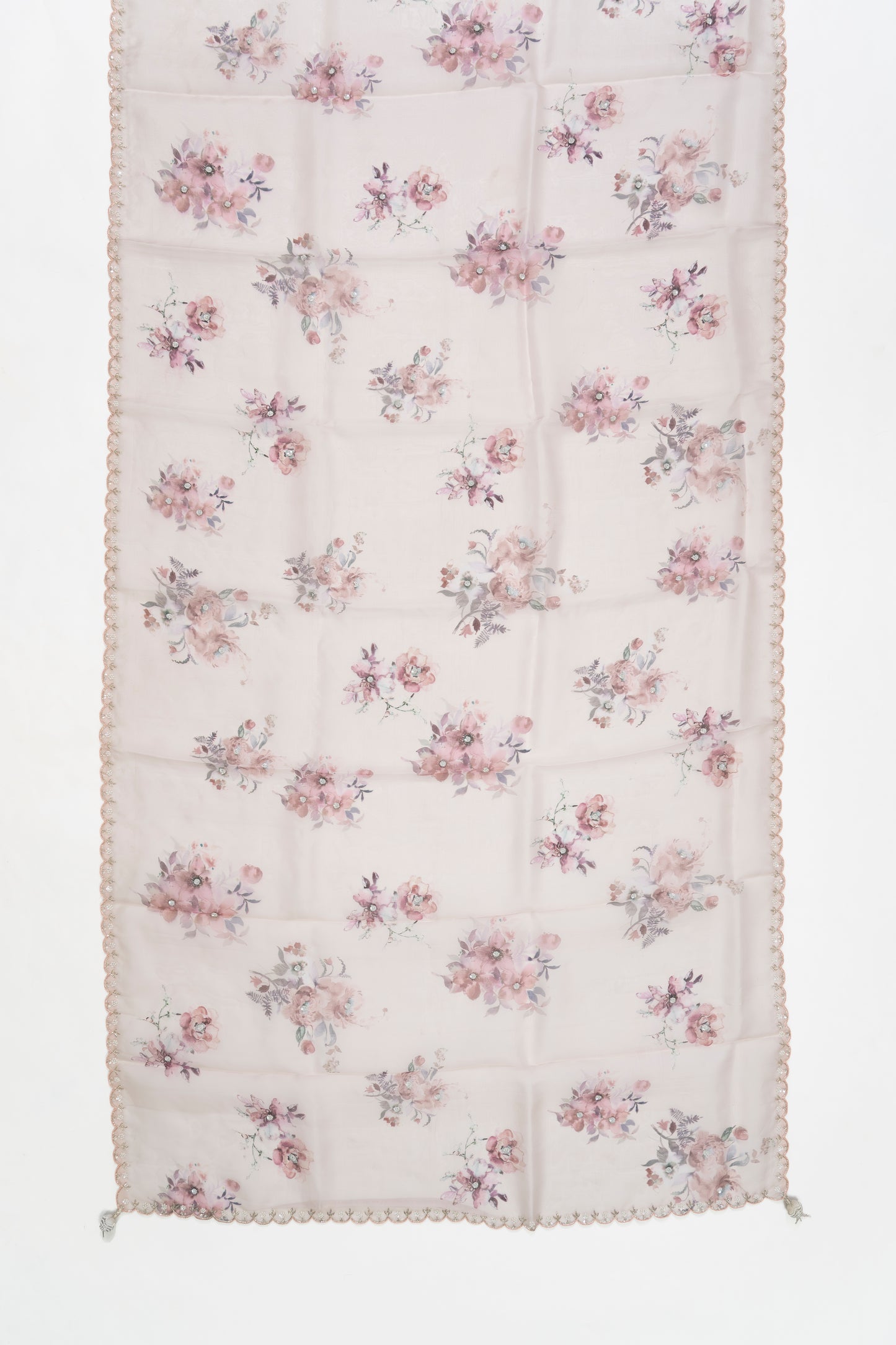 Baby Pink Printed Organza Saree