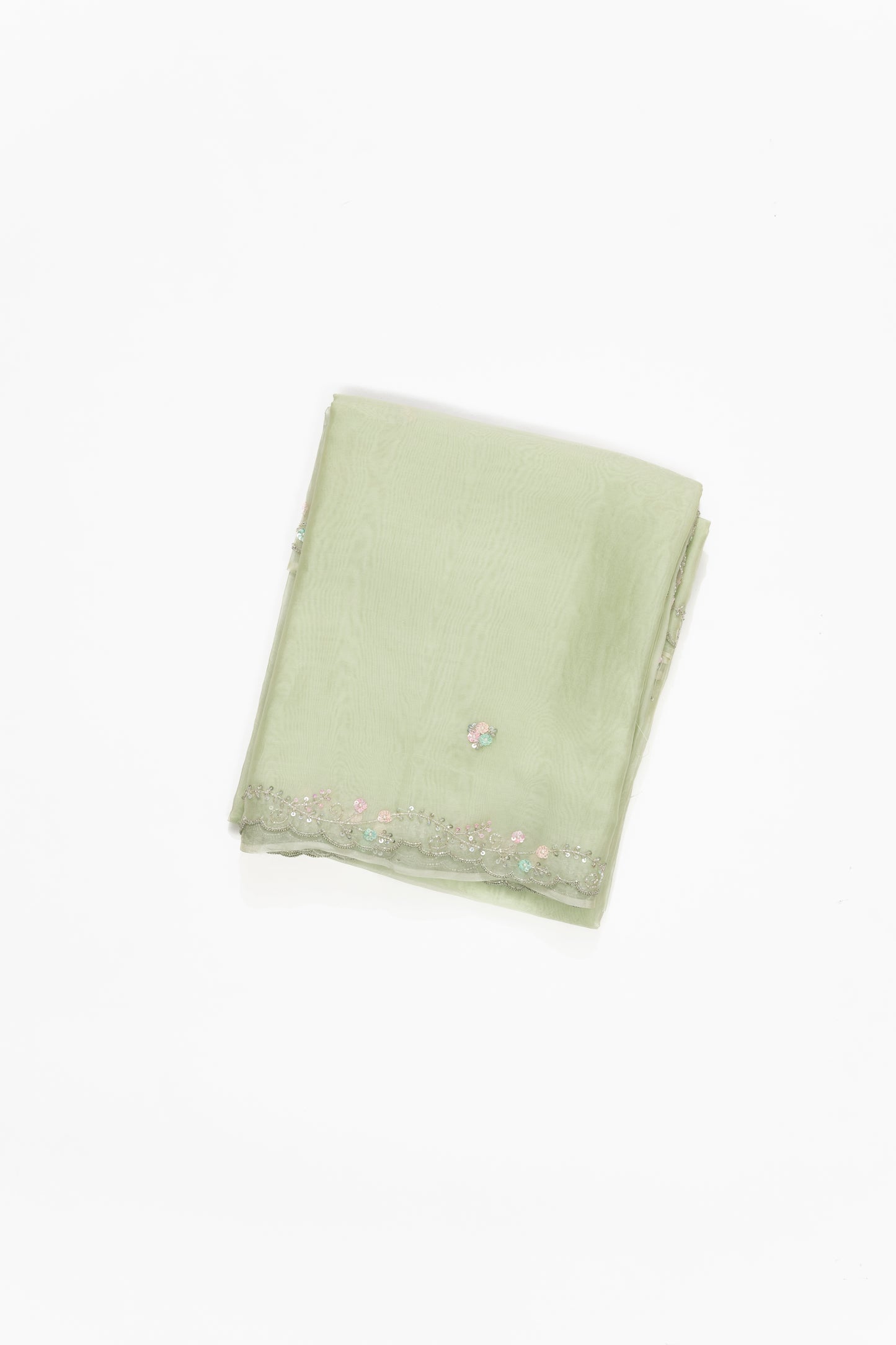 Pista Green Embroidery Organza Saree