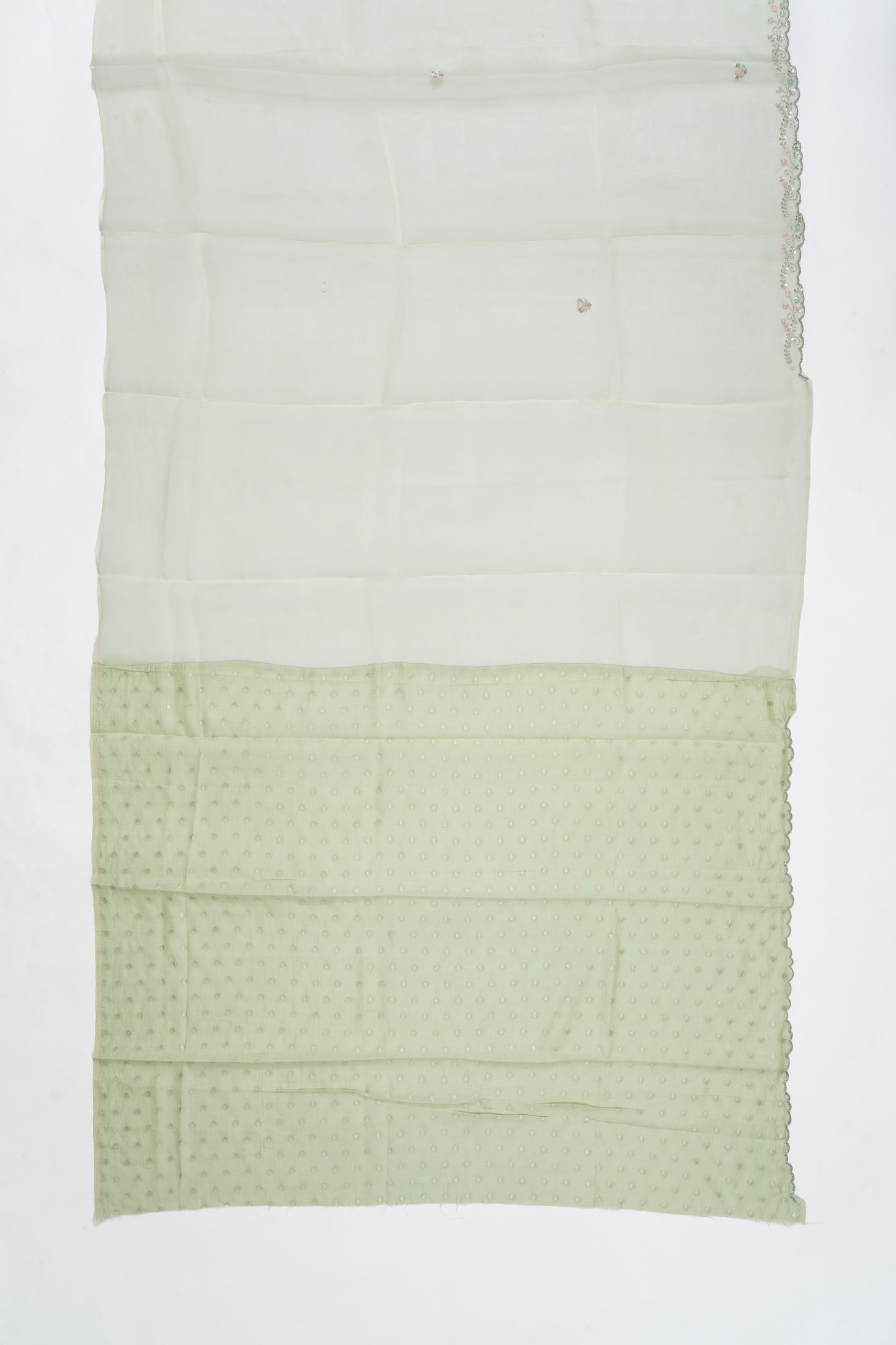 Pista Green Embroidery Organza Saree
