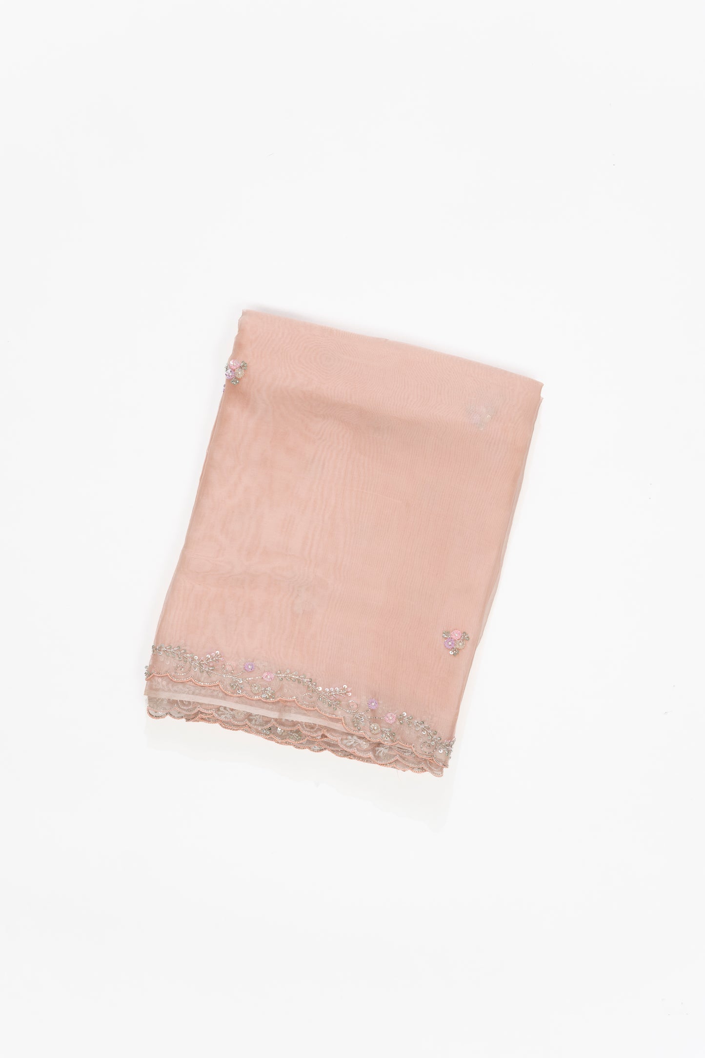Soft Peach Embroidery Organza Saree