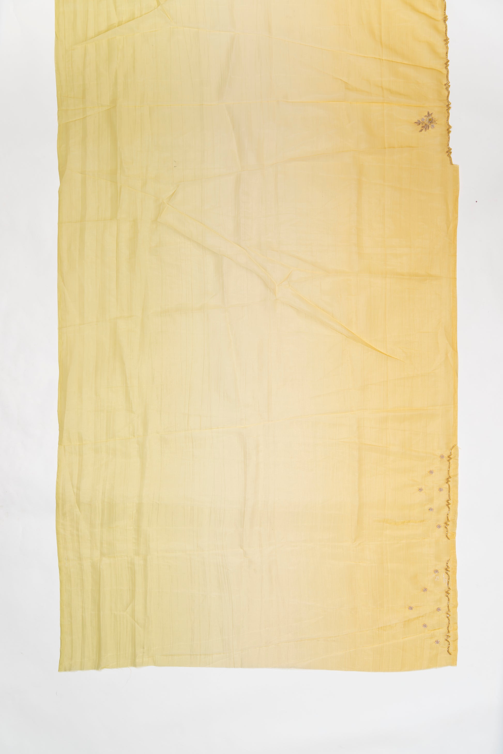 Light Yellow Embroidered Crush Tissue Saree