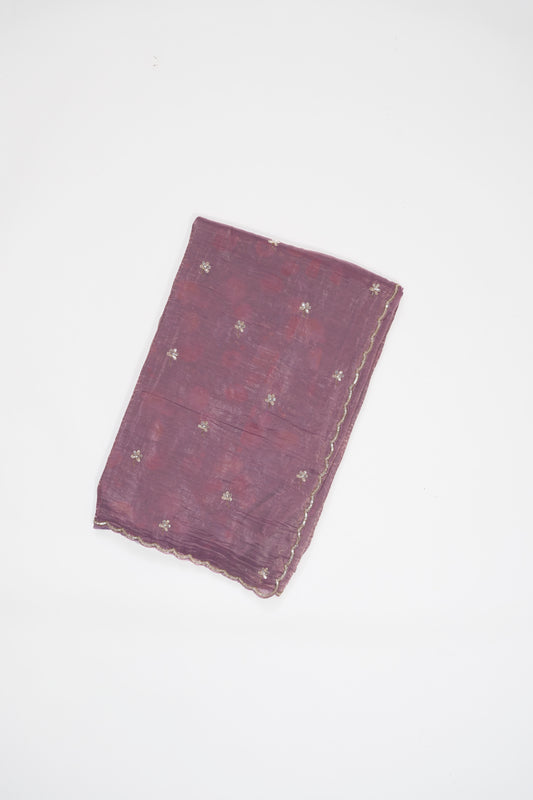 Soveriegn Purple Embroidered Crush Tissue Saree