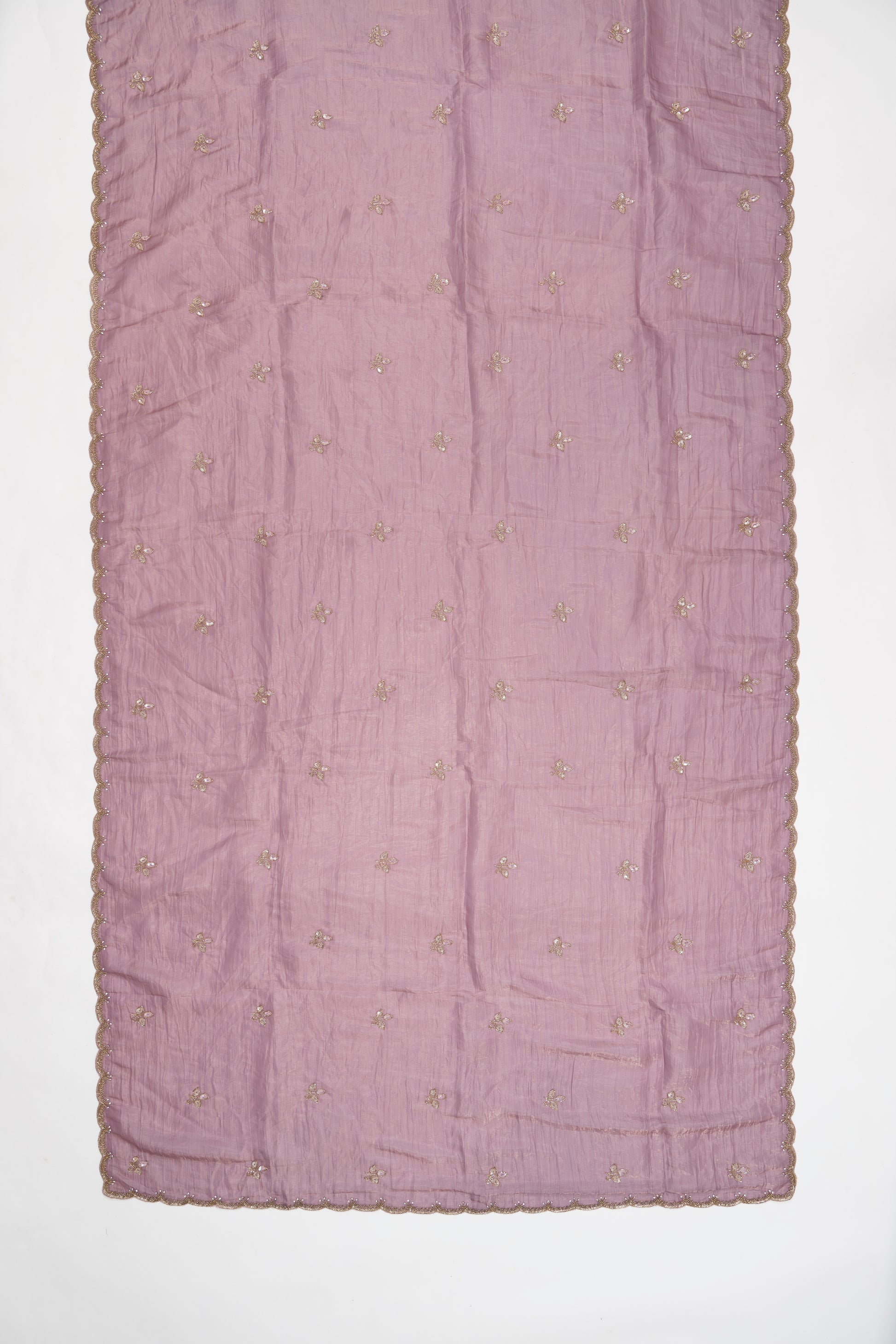 Smyrna Purple Embroidered Crush Tissue Saree
