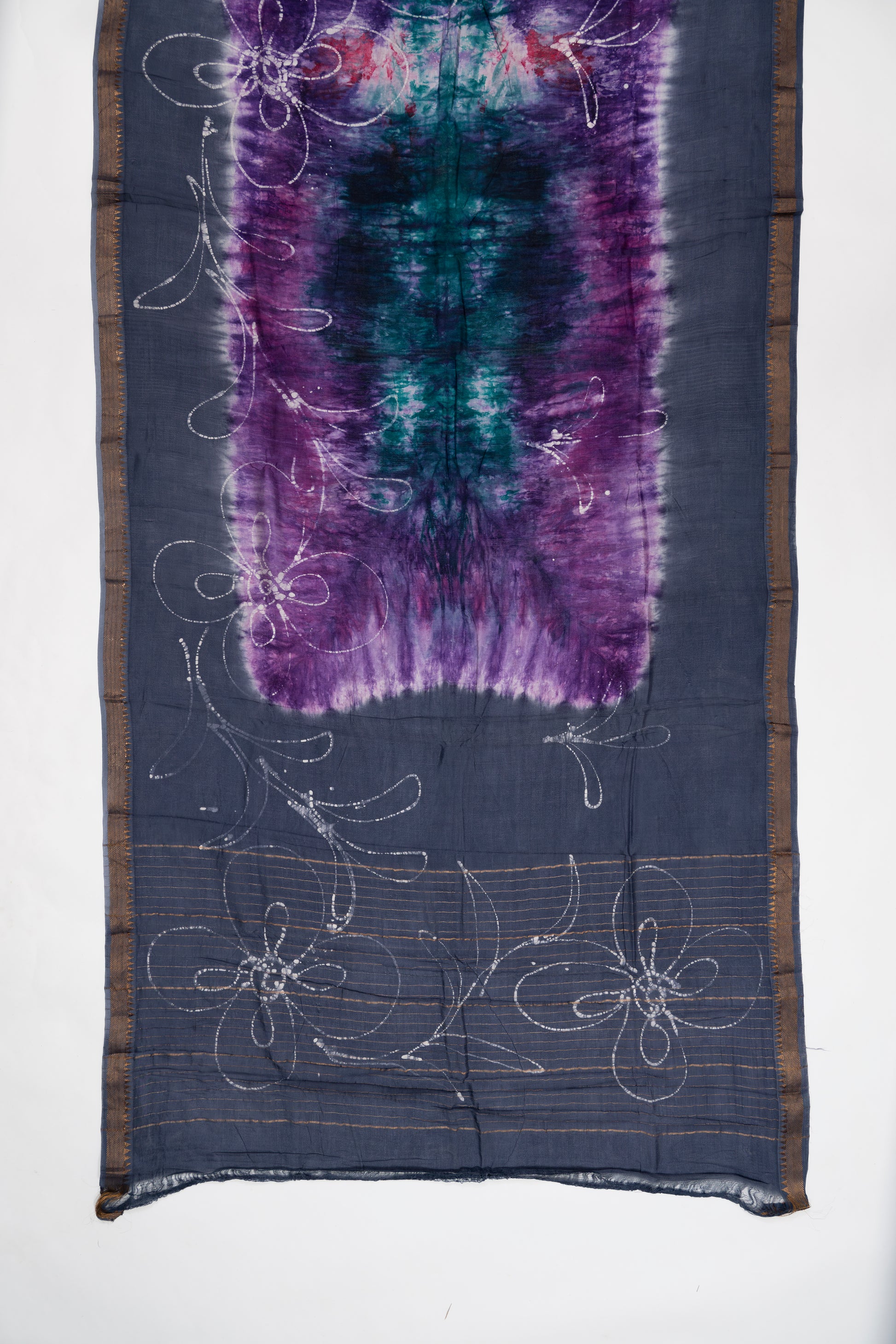 Lavender And Grey Mangalagiri Seiko Cotton Saree