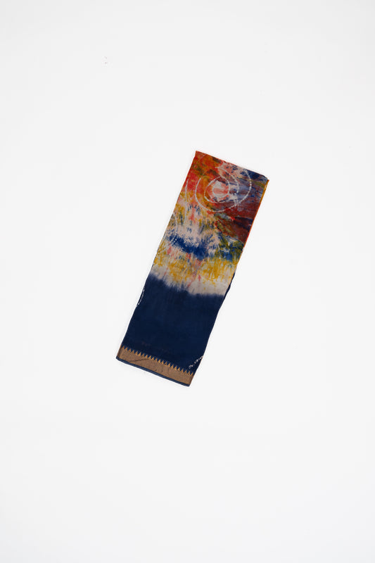 Orange And Navy Blue Mangalagiri Seiko Cotton Saree