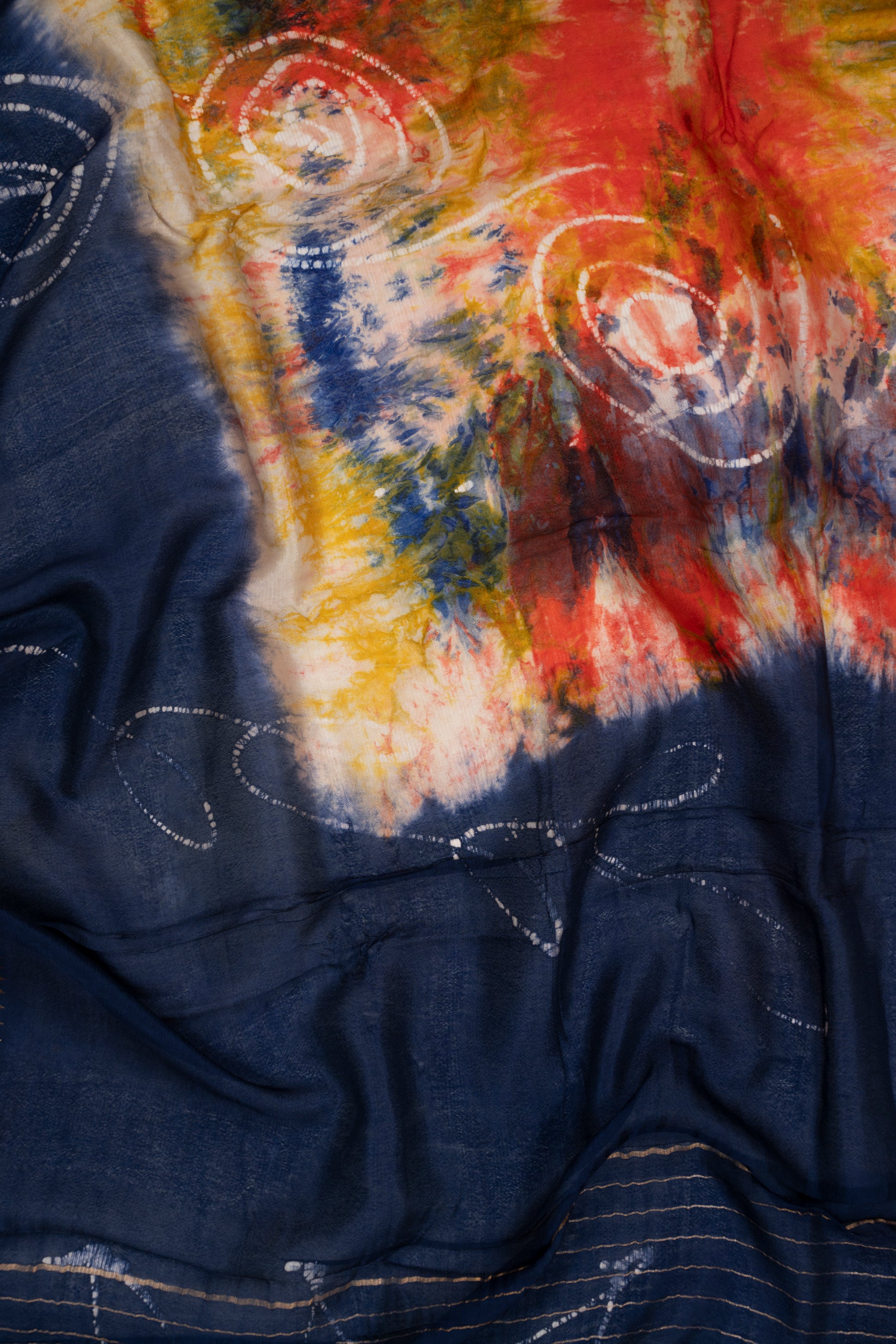 Orange And Navy Blue Mangalagiri Seiko Cotton Saree