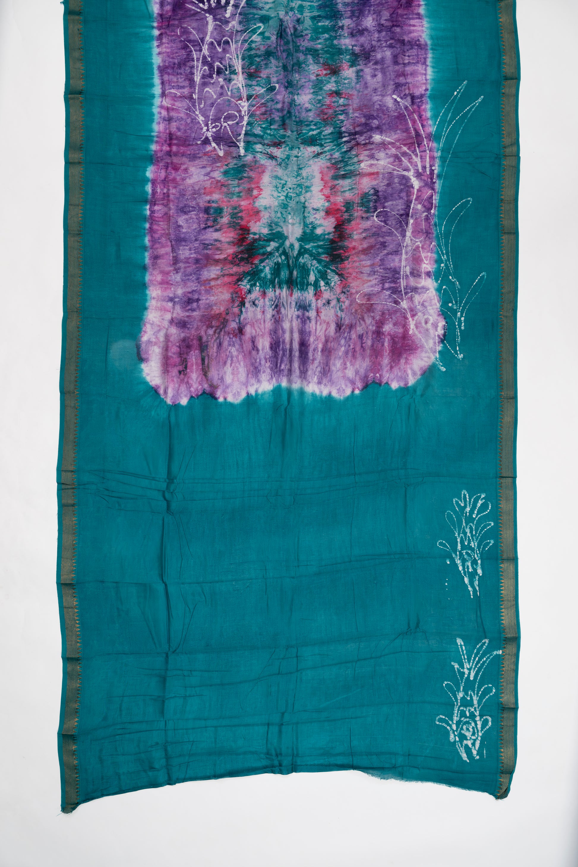 Purple And Blue Mangalagiri Seiko Cotton Saree