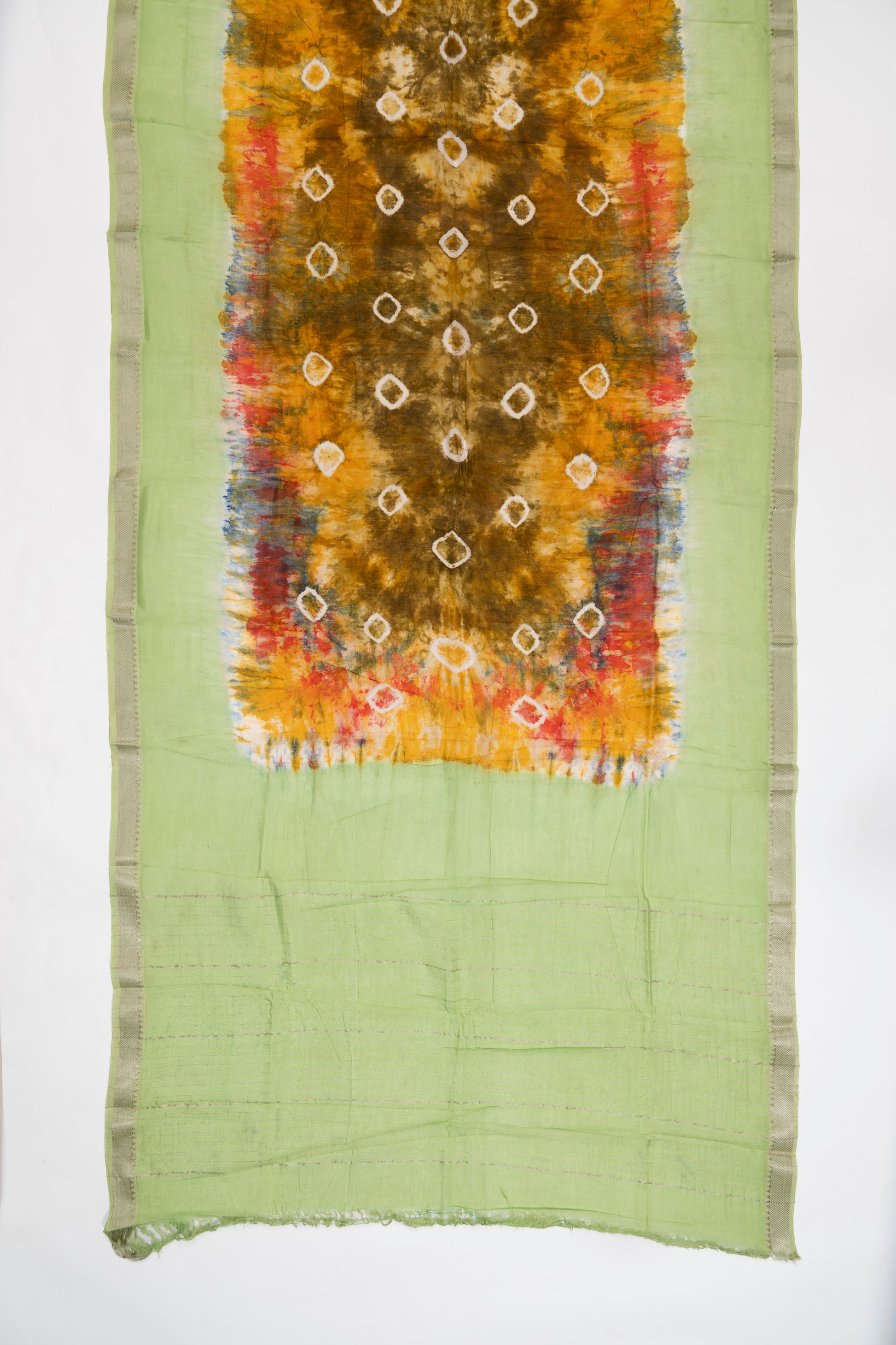 Yellow And Green Mangalagiri Seiko Cotton Saree