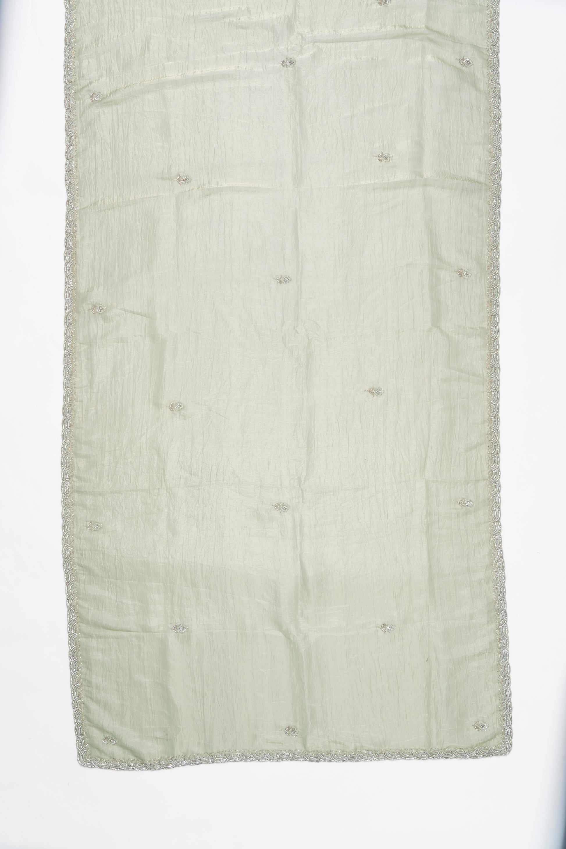 Refreshing Pistachio Green Glass Tissue Saree