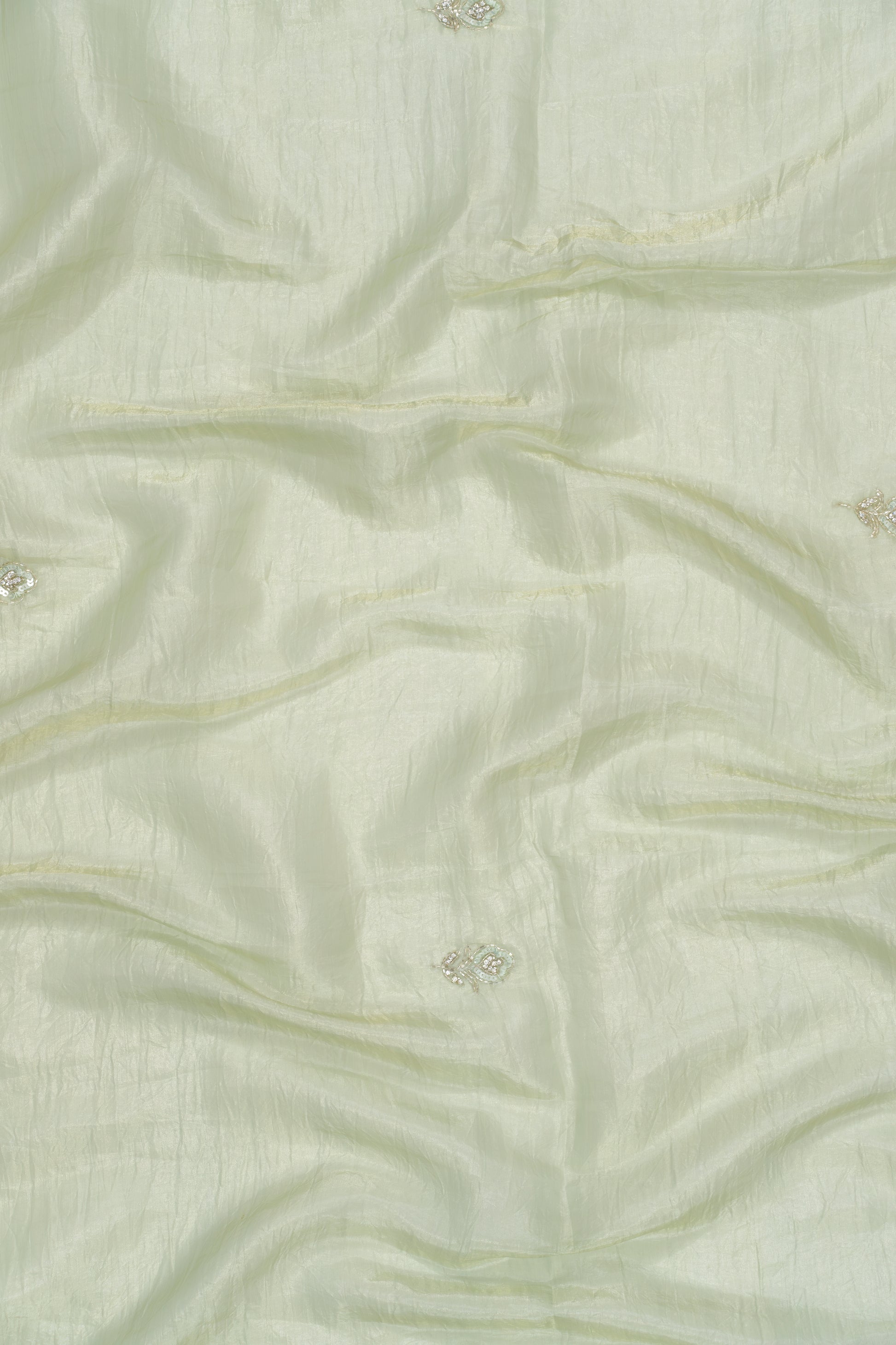 Refreshing Pistachio Green Glass Tissue Saree