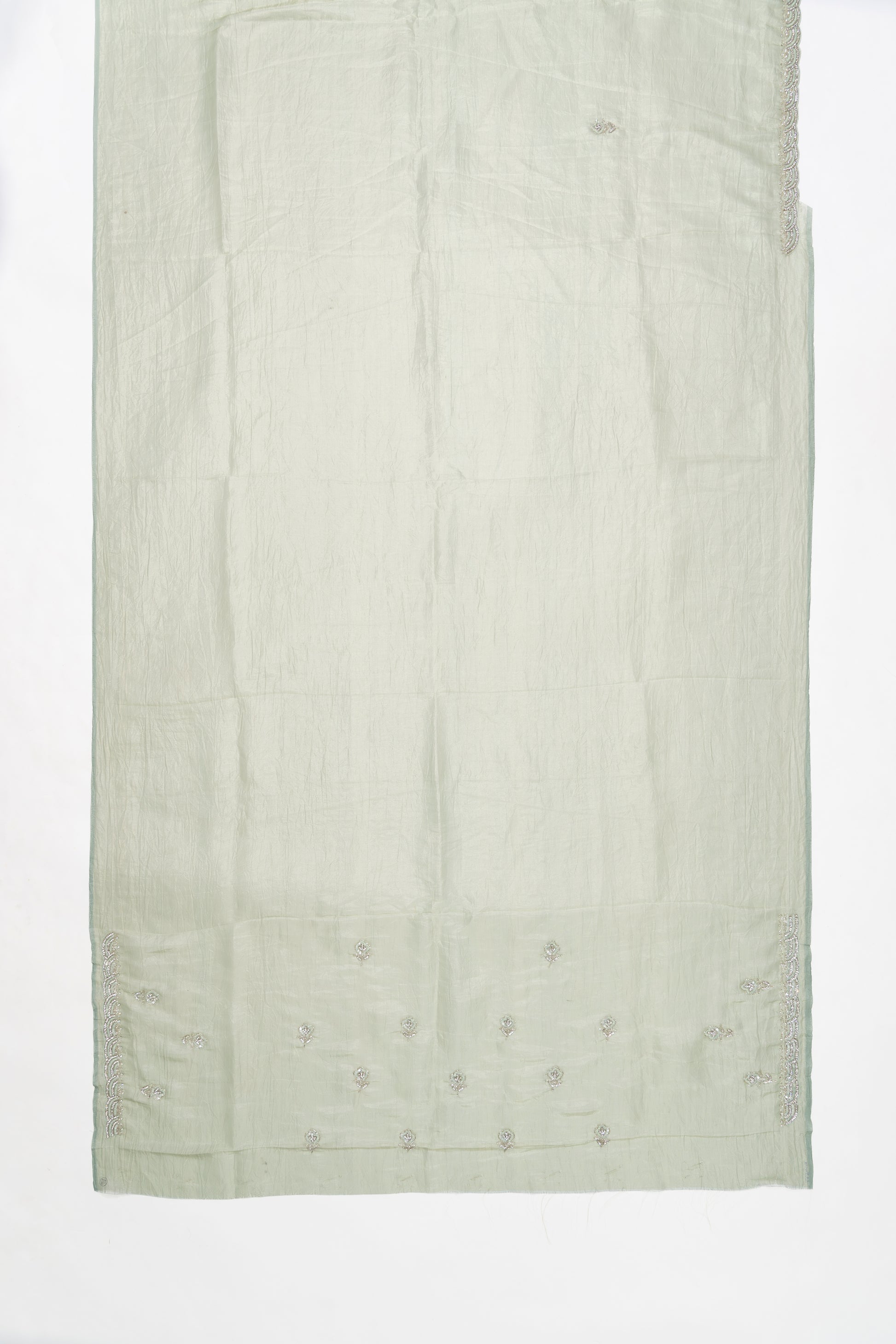 Refreshing Pistachio Green Glass Tissue Saree