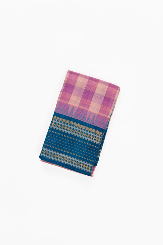 Pink Checks Mangalagiri Pattu Saree
