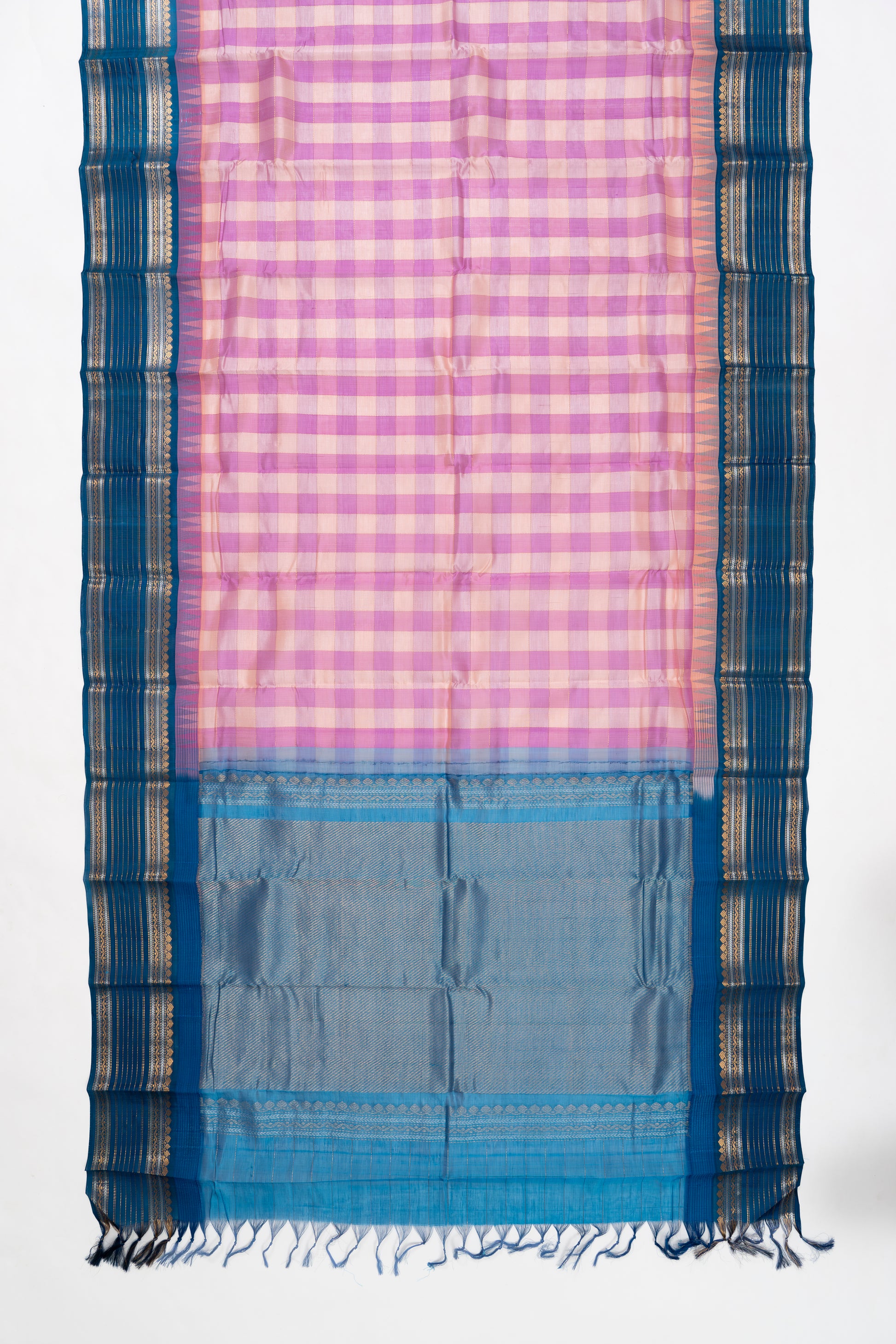 Pink Checks Mangalagiri Pattu Saree