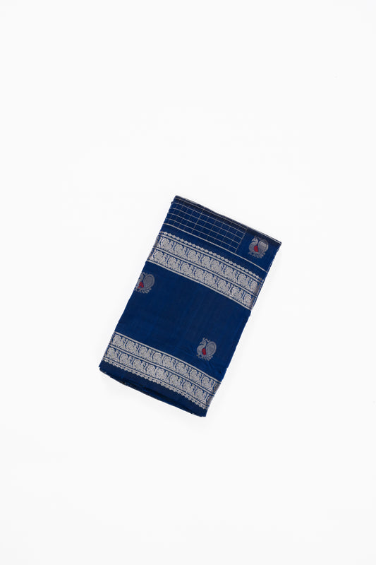 Navy Blue Self Mangalagiri Pattu Saree