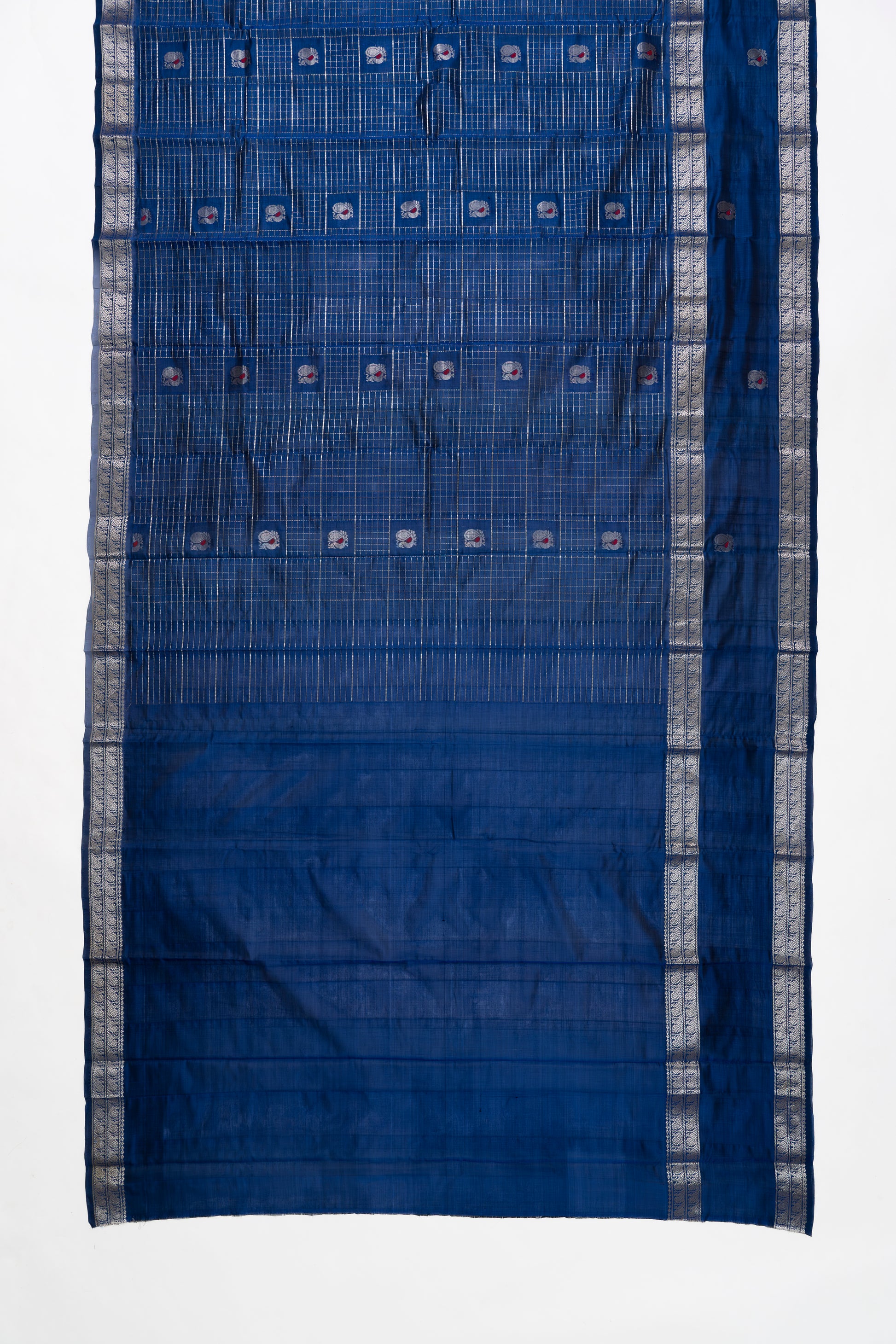Navy Blue Self Mangalagiri Pattu Saree