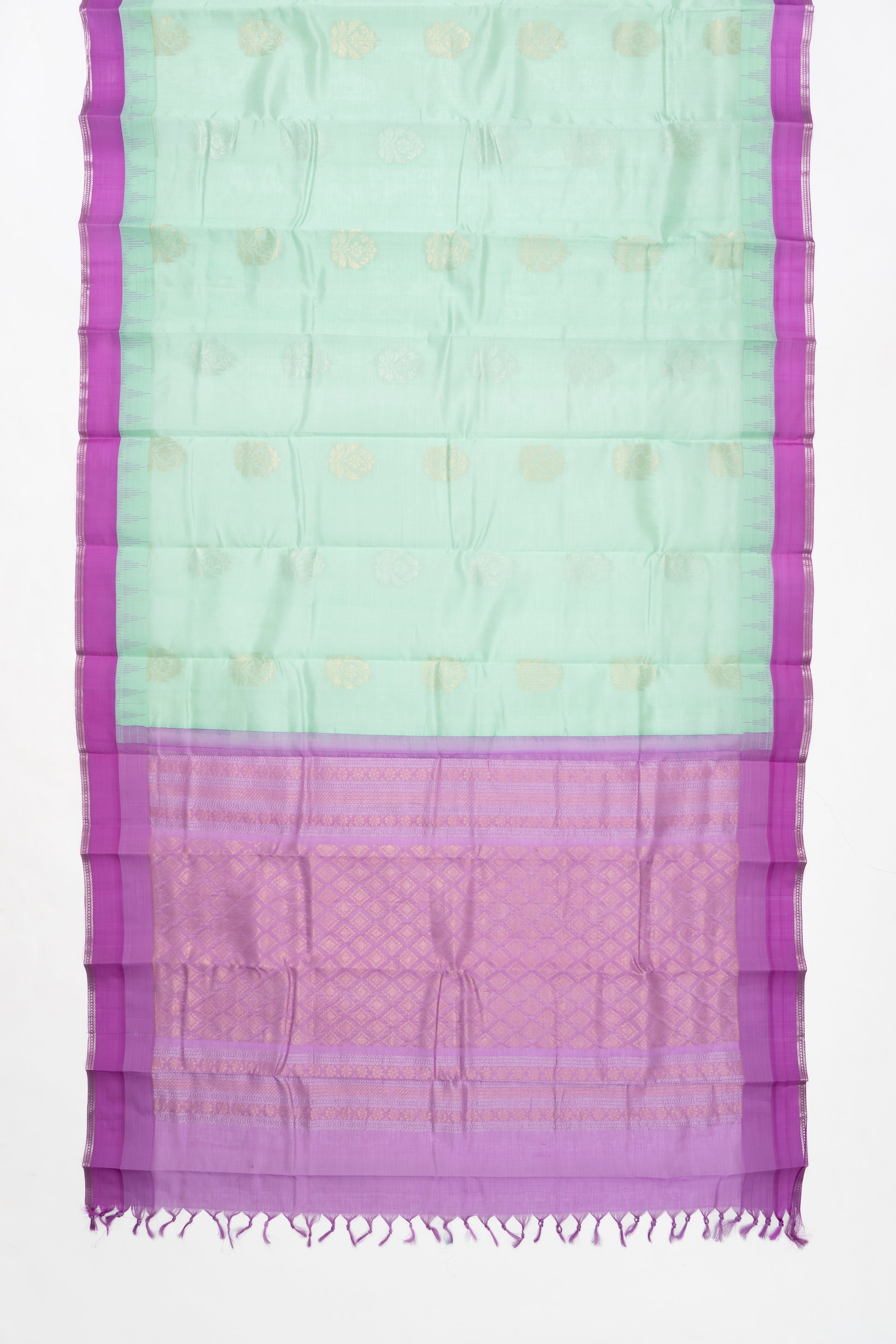 Sea Green & Pink Mangalagiri Pattu Saree