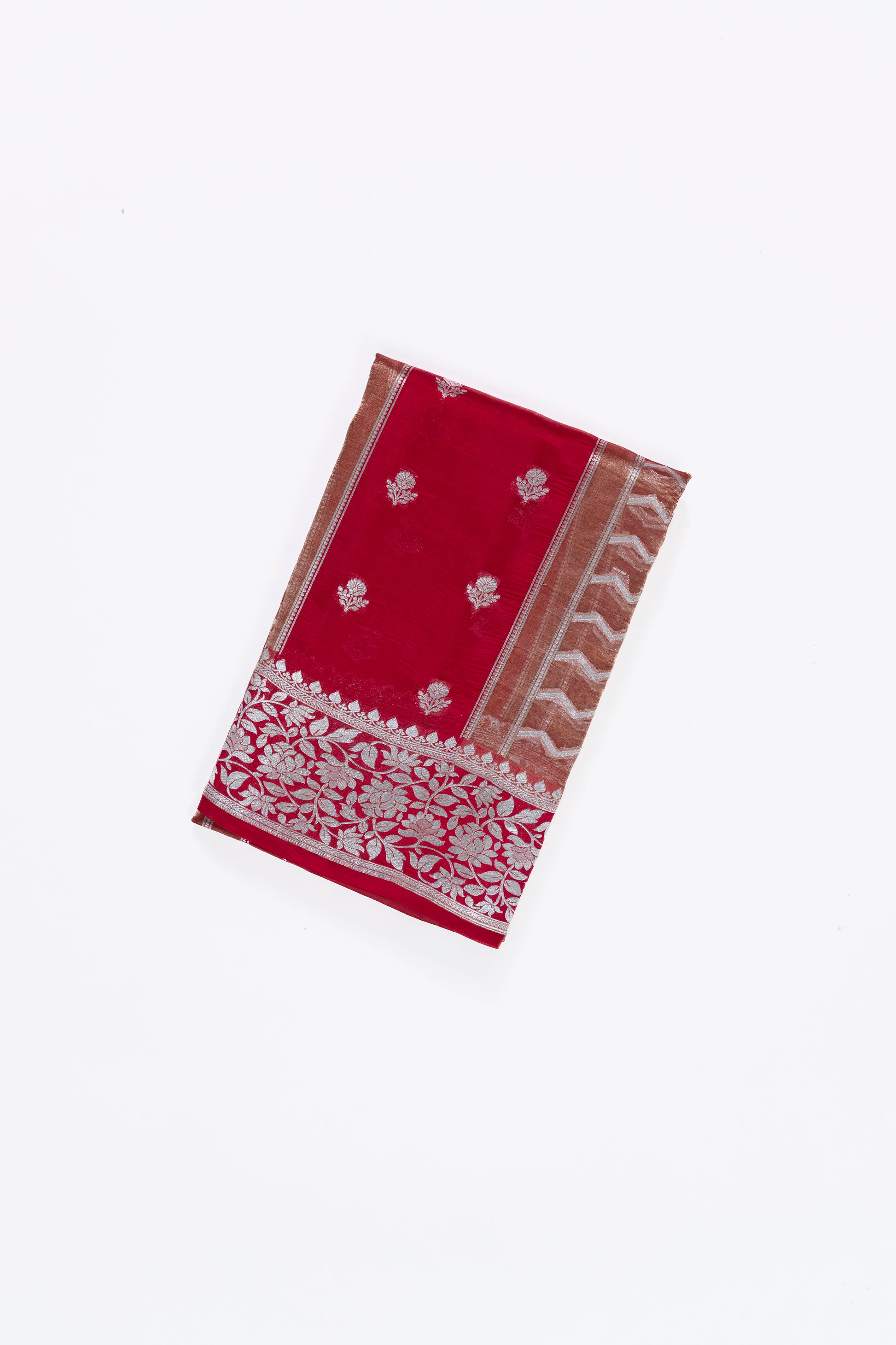 Bright Red Stripes Raw Mango Saree